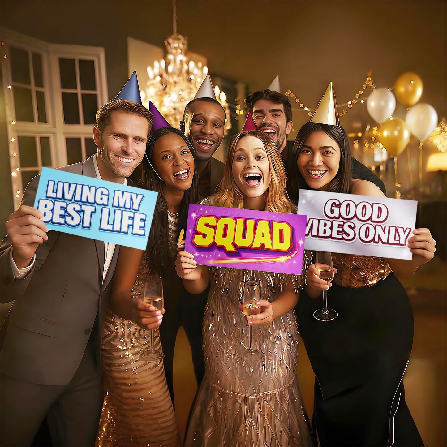 AOGROWTH 16 Designs Fun Photo Booth Props 11x5.5 Inch Selfie Signs Funny Photo Booth Props for Party Supplies Water Proof PVC Signs Party Supplies
