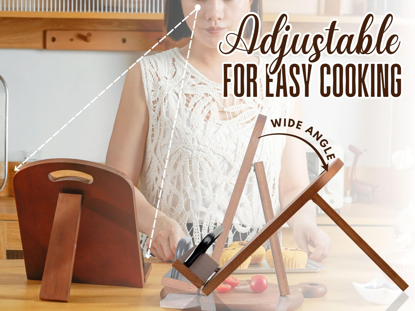 InnoBeta Baking Gifts for Women, Cookbook Stand for Kitchen Counter, Perfect Gifts for Baking Lovers on Birthday, Adjustable Tablet Recipe Book Holder, Unique Kitchen & Home Decor