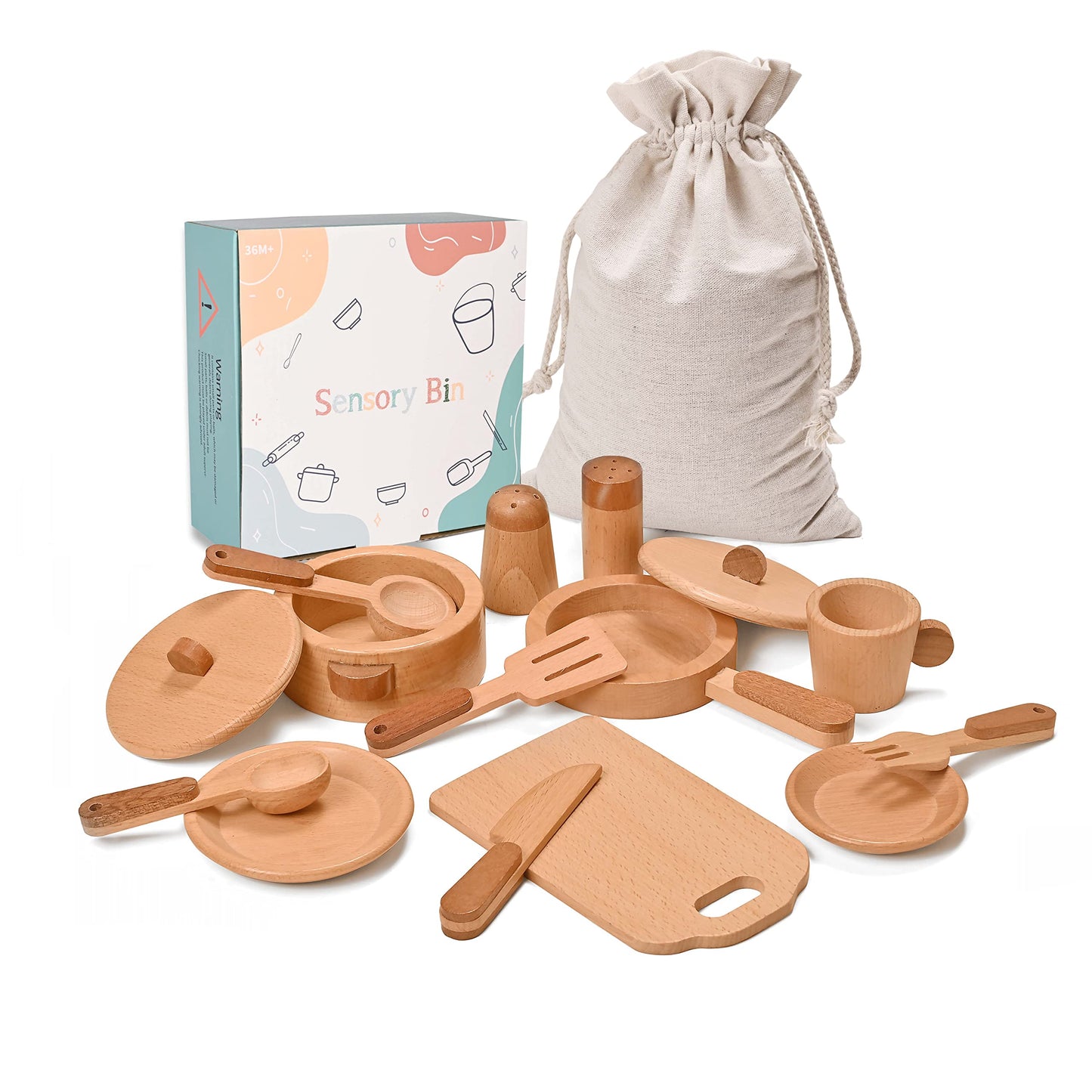Sensory Bin Toys for Toddlers Montessori Toys, Waldorf Toys, Pretend Play Dish and Tongs- Fine Motor Learning Toys for Sensory Table Activities