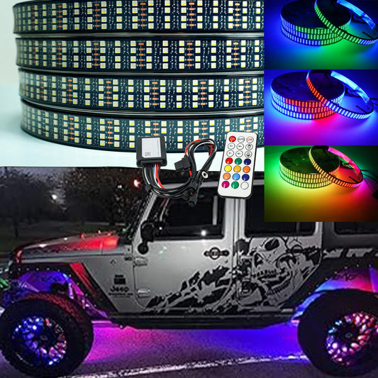 JXOFROAD 15.5'' RGB Color Changing Wheel Lights, Quad Rows 1152LEDs Brightest LED Wheel Lights,16 Million Colors APP Control,Waterproof Multicolor Wheel Ring for Truck Cat SUV Pickup Off-Road(4 PCs)