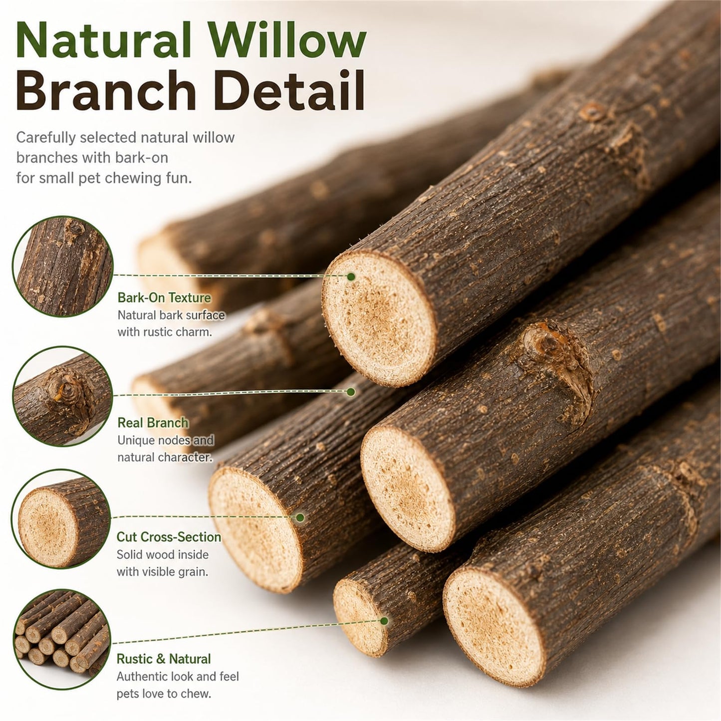 QTLCOHD 100Pcs 6 Inch Wood Sticks for Crafts, 0.3-0.5 Inch Diameter Twigs for Crafts, Natural Mini Wood Log Craft Sticks for Photo Props, DIY Crafts, Home Decorations, Pets, Etc.