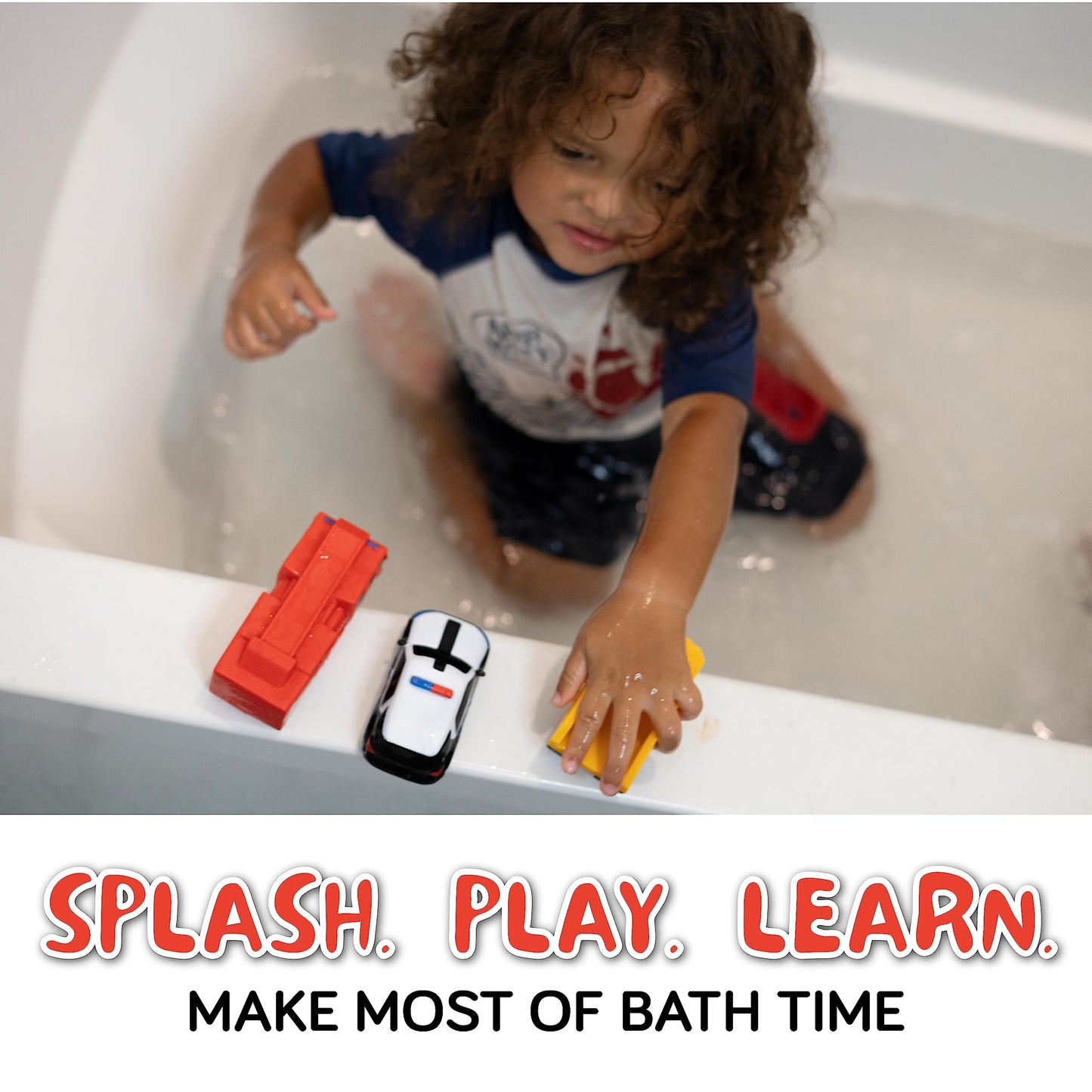 SplashEZ Mold Free Baby Bath Toys, No Hole Bath Toys for Toddlers, Bathtub 6-Pack Cars Set for Kids, No Mold Floating Water 6 Vehicles Set for Pool, BPA-Free Safe Fun, Infant Ages 1 3 6 12 18 Mo