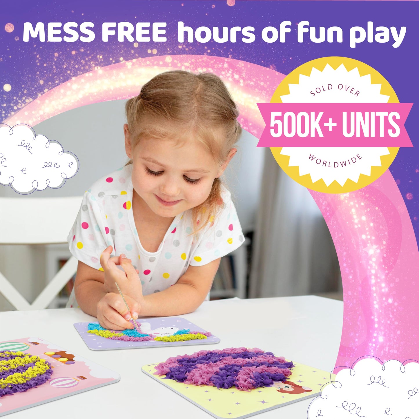 jackinthebox Poke Poke Art – Magical Theme, Mess-Free Fabric Art and Craft, Flower Pressing Kits, Gift for Kids, Girl Gifts, DIY Activity Boy Gift, Best Gift for Girls and Boys Ages 4 5 6 7 8