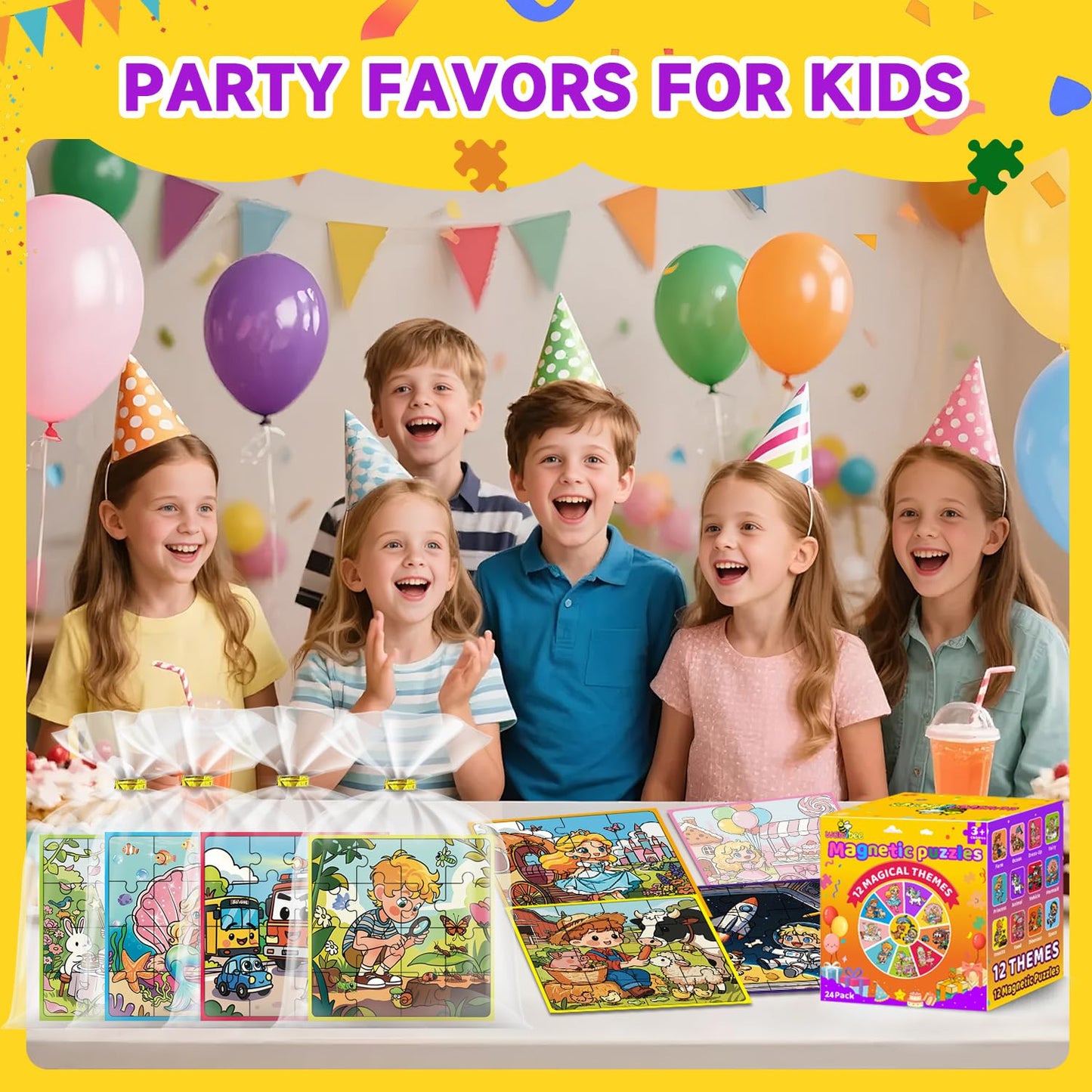 WAWIBEE 24 Pack Easter Party Favors for Kids, Magnetic Puzzle Books Bulk for Toddlers 3-5 & Kids 4-8, Goodie Bag Stuffers, Classroom Prizes, Birthday Return Valentine’s Day Gifts, Travel