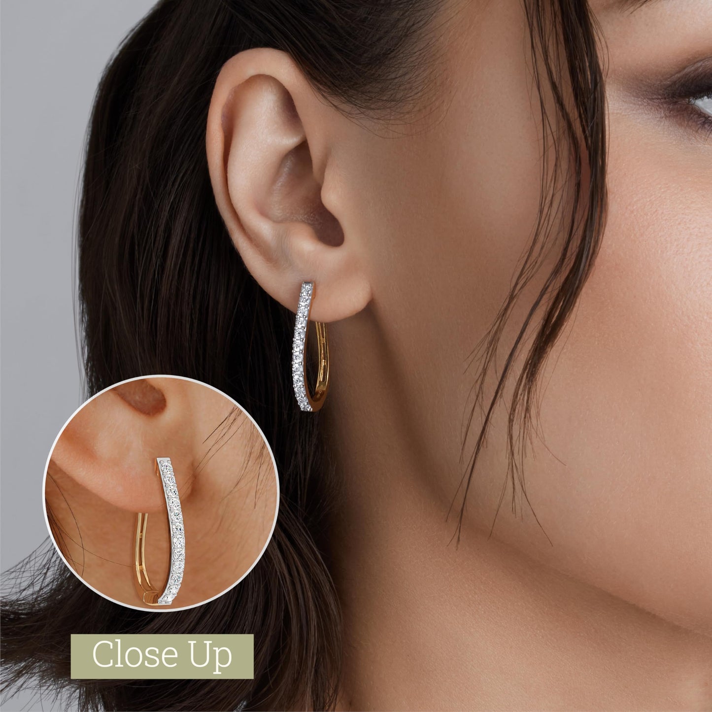 Gilded Lab-Grown Diamond Prong Series Hoop Earrings,1 Cttw | SI1 F Color, 14K Gold-Plated | Elegant & Ethical Jewelry for Women, Gift Box Included | For Anniversaries, Gifting and Special Occasions