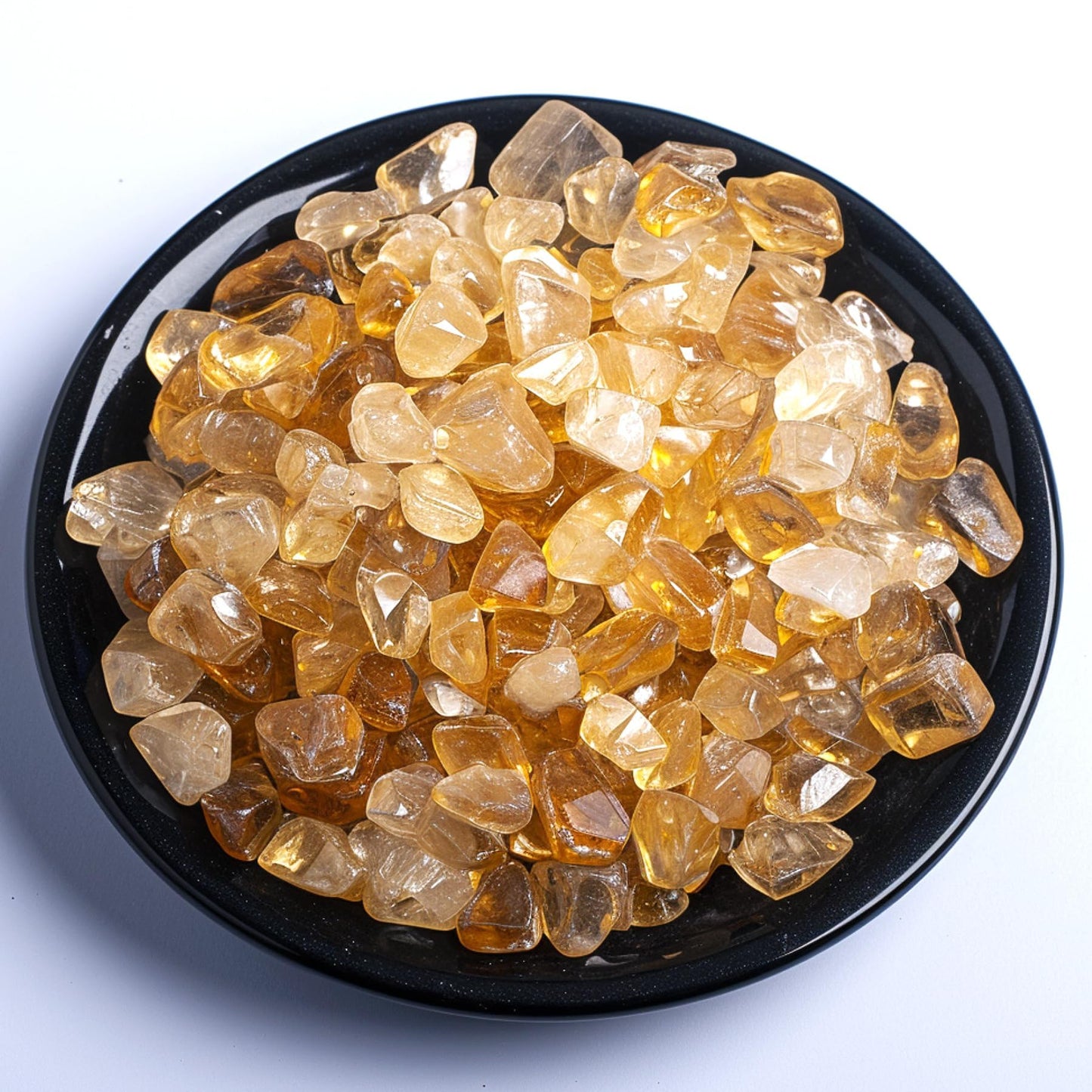 SigMntun Polished Brazilian Citrine Crystal Chips 200 Pcs - 0.3" 10 oz Tumbled Stone Chips Crushed Sea Glass Stones Healing Reiki Crystal Making Home Decoration