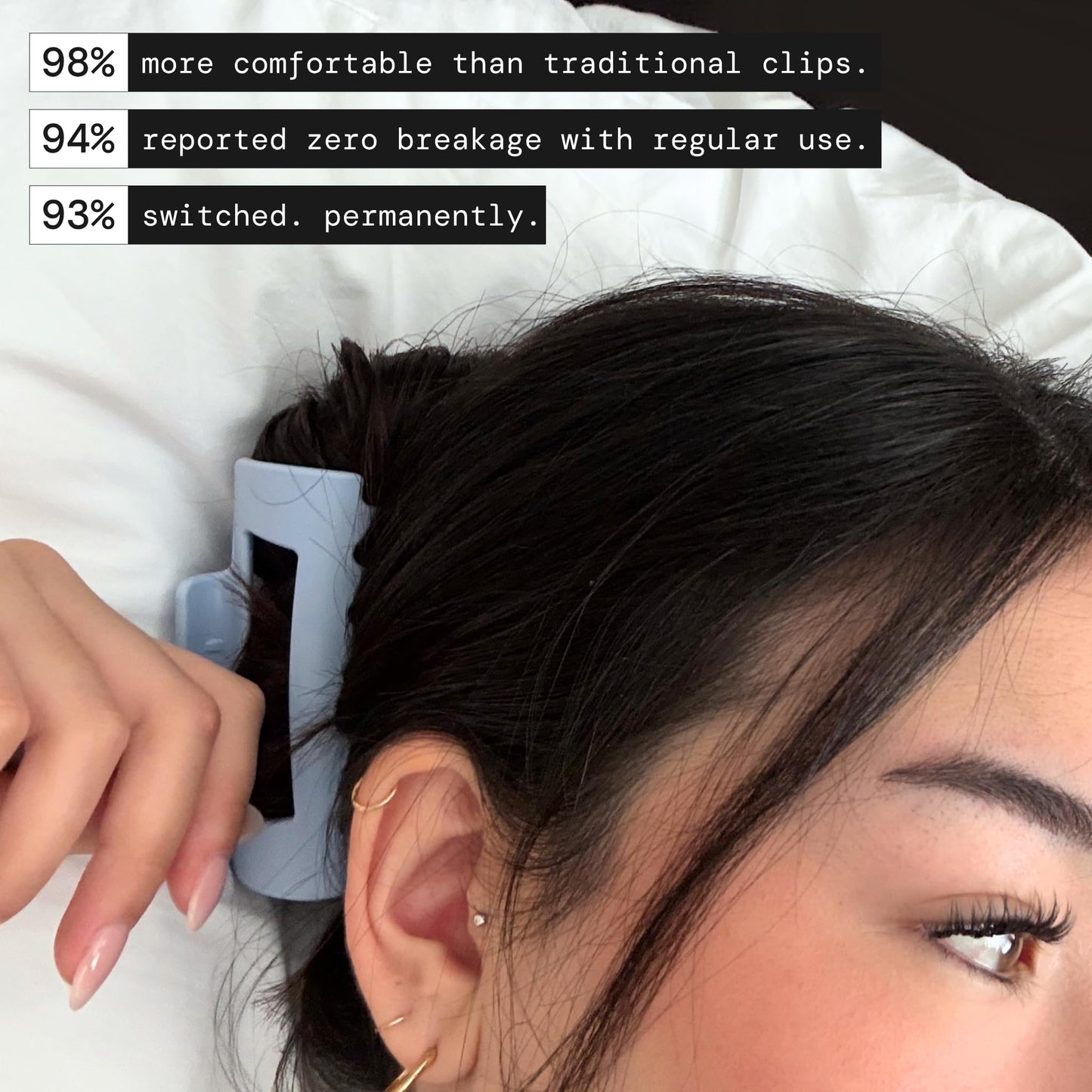 The Original Mello Hair Claw Clip Squishy Claw Clip Made in Korea Patent Pending 30021976 (Light Blue, Medium)