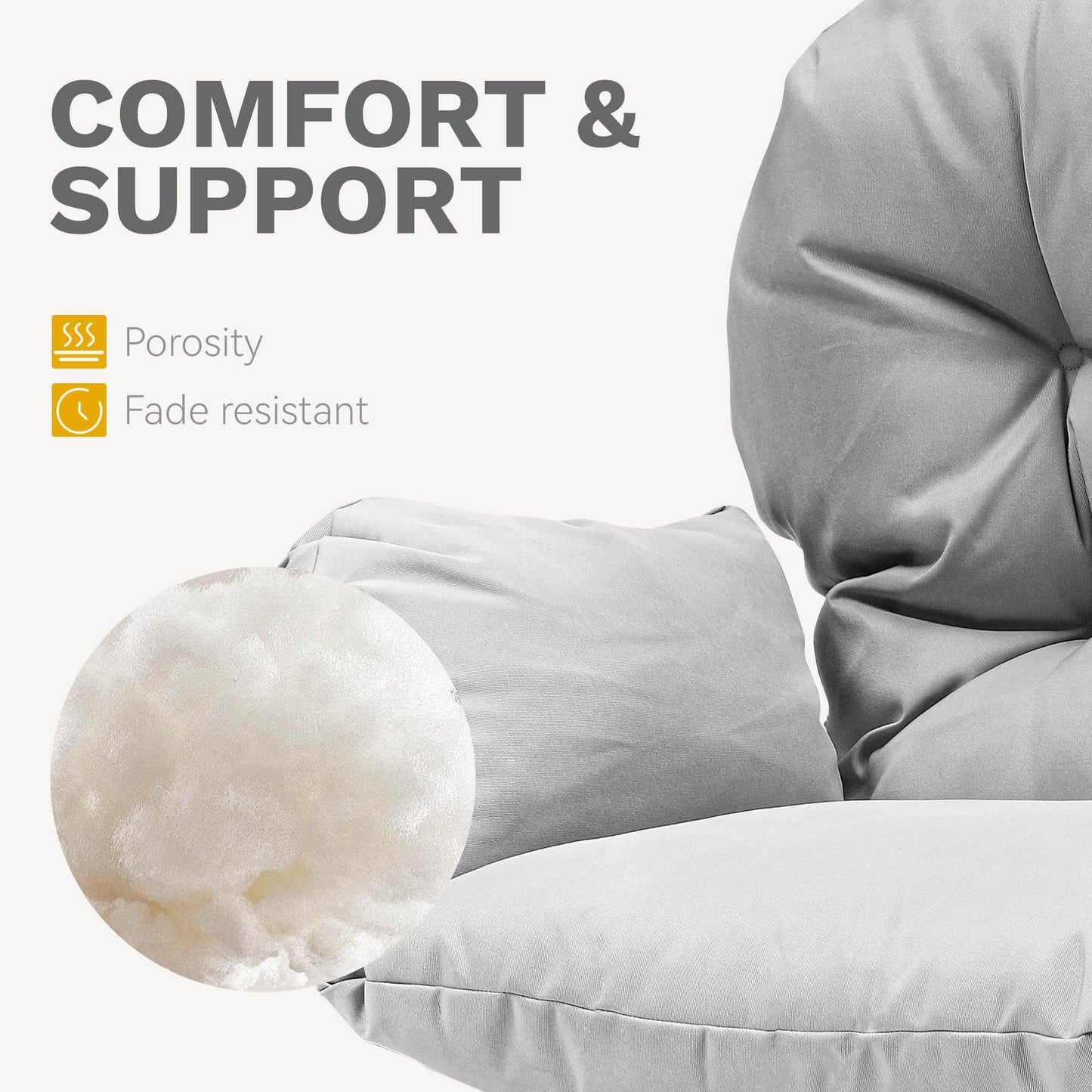 DWVO Oversized Egg Chair with Stand Rattan Outdoor Chairs, Large Lounger Chair with Cushion, Adjustable Leveling Feet, Egg Chair Indoor for Bedroom, Living Room, Outdoor Backyard, Patio, Garden, Grey