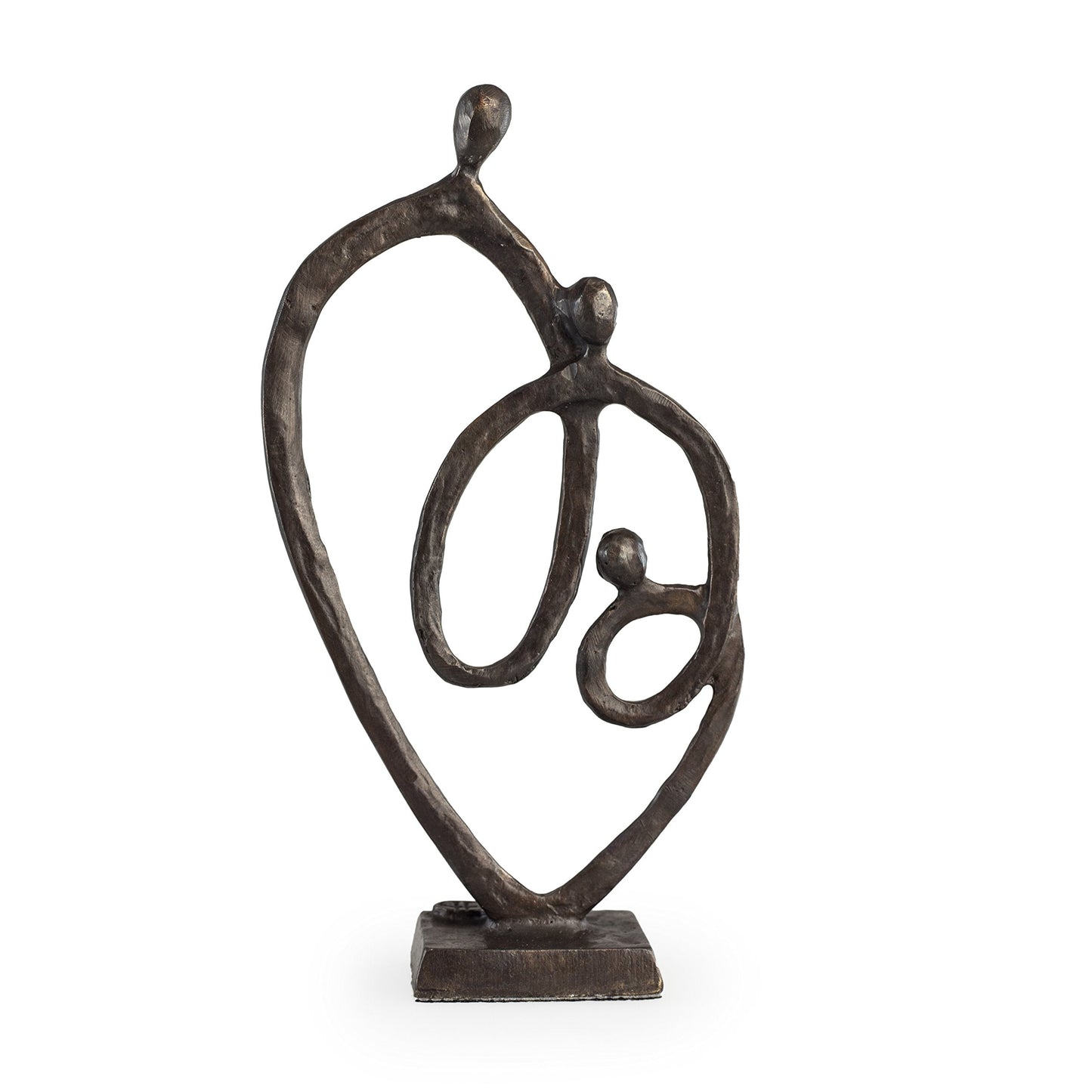 Danya B. Family of 3 Heart Ring of Love Sand-Casted Bronze Sculpture, Contemporary Decor for Home or Office, Gift for a Family of 3, Wedding, Birthday or New Baby