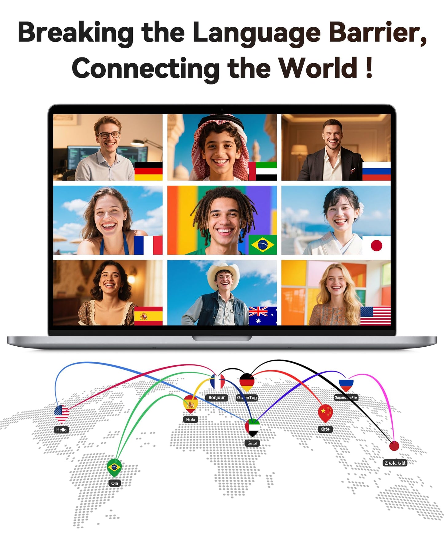 AI Translation Earbuds Real Time, 164 Languages & Accents, 4-in-1 Translator Earbuds Open Ear with 90H Playtime Audifonos Traductores Inglés Español Translation Headphones for Travel Business Meeting