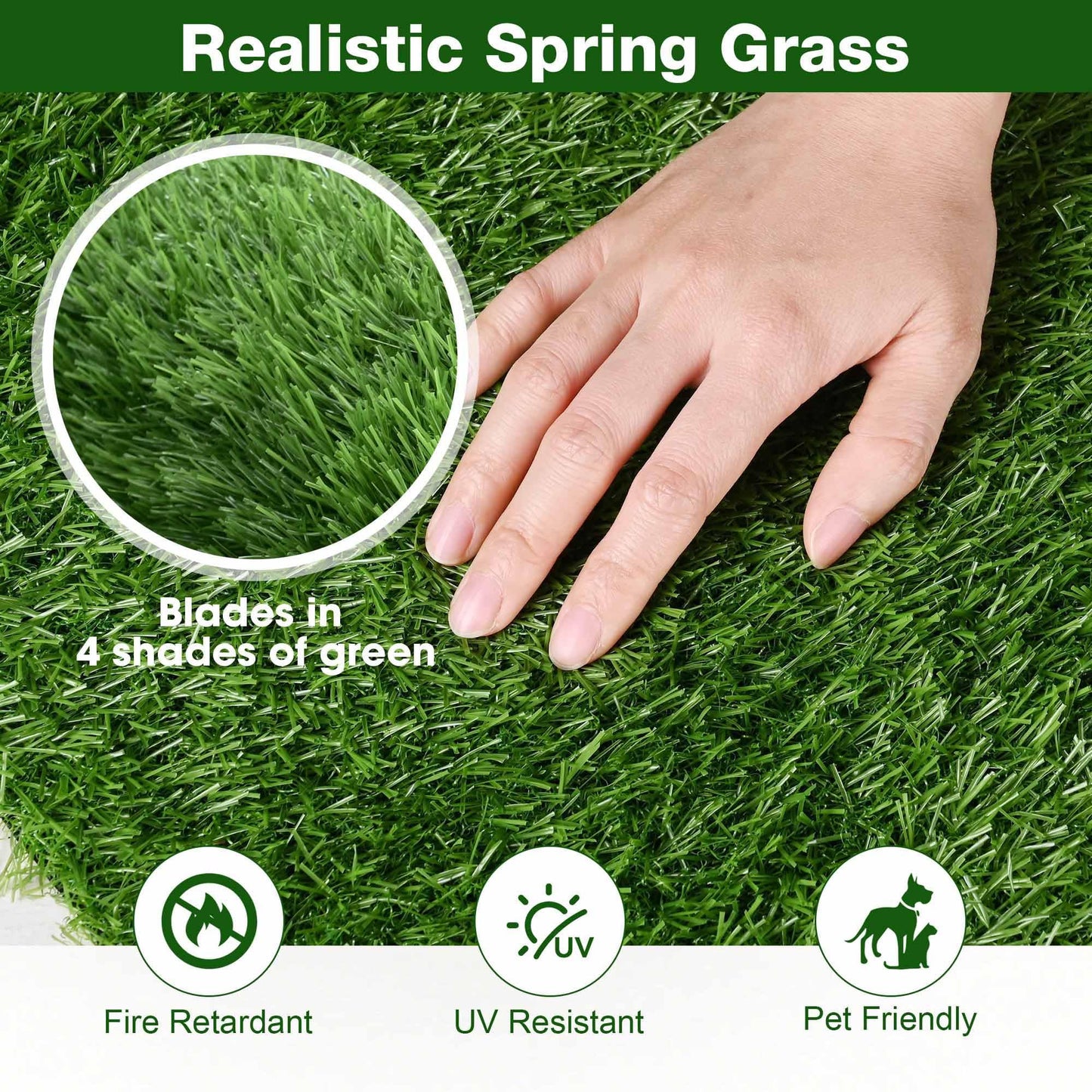 Yescom Artificial Grass Turf Fake Grass Rug Synthetic Lawn with Drainage Holes for Backyard Garden Outdoor Indoor Decor 50'x3'x3PCS(450 Sq.Ft) 0.8" Pile Height