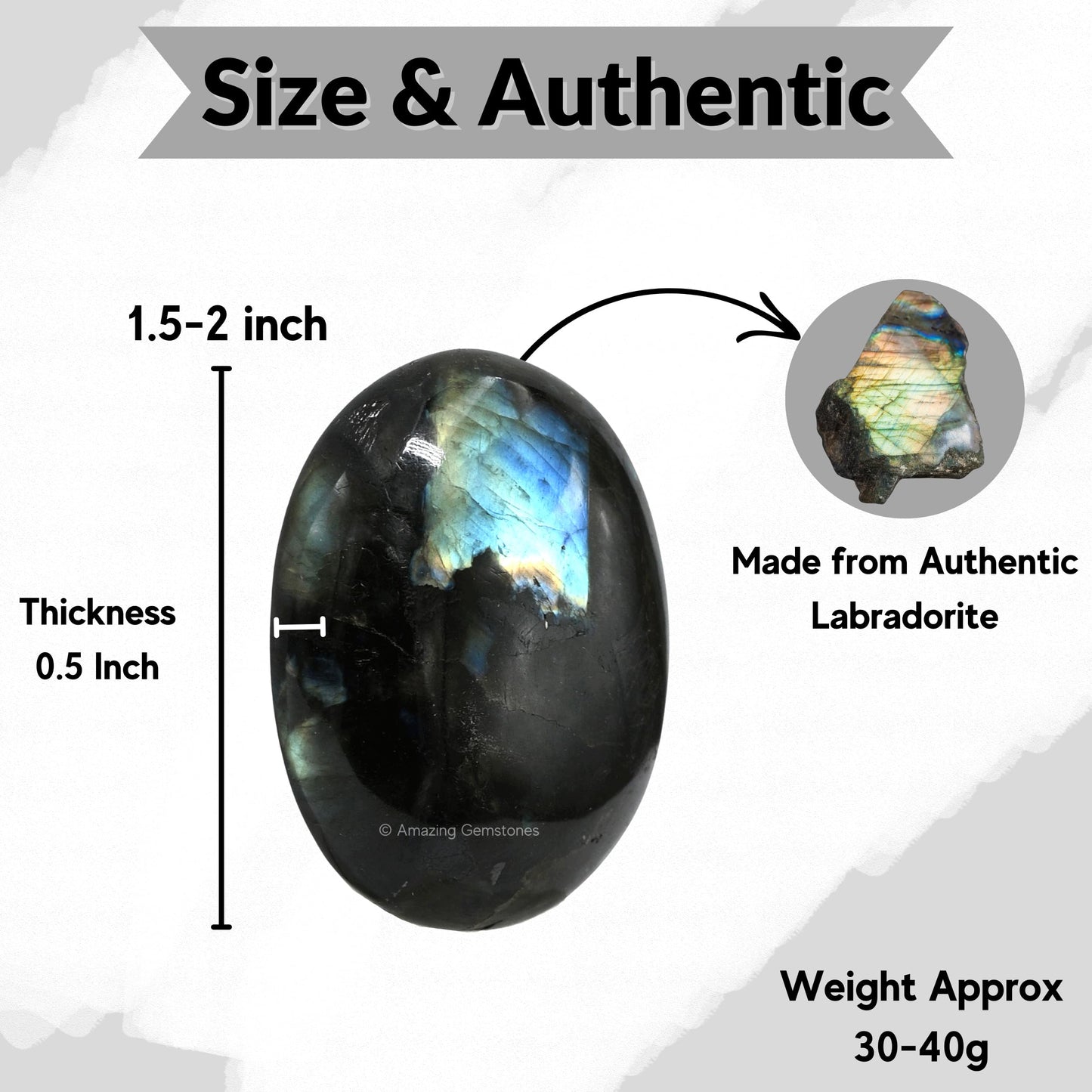 Amazing Gemstone Labradorite Crystals, Healing Stones - Large Palm Stone Crystals Piedra for Good Luck, Balanced Positive Energy, Meditation - Unique Stocking Stuffers, Birthday Gifts for Women, Men