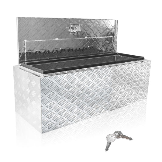 Fsehyue 48x17x18 Inch Aluminum Truck Tool Box Heavy Duty Pickup Storage Box Underbody Truck Box Diamond Plate Toolboxes with Lock and Keys Suitable for Truck Bed Pickup RV Trailer