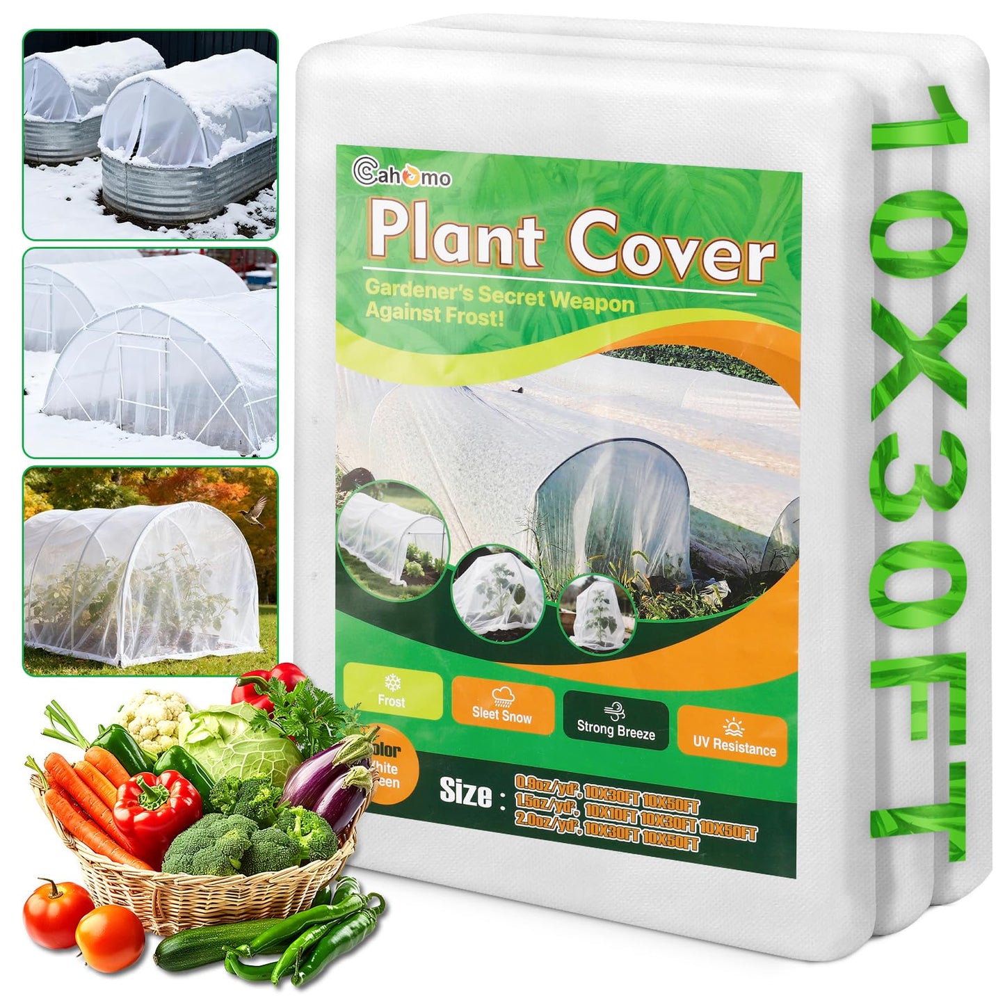 White Plant Covers Freeze Protection, 10 x 30 ft - 1.5 oz/yd² Frost Cloths for Outdoor Plants, Tree Covers Freeze Protection, Winter Garden Blanket, Sun Cover for Plants for Greenhouse, Vegetables