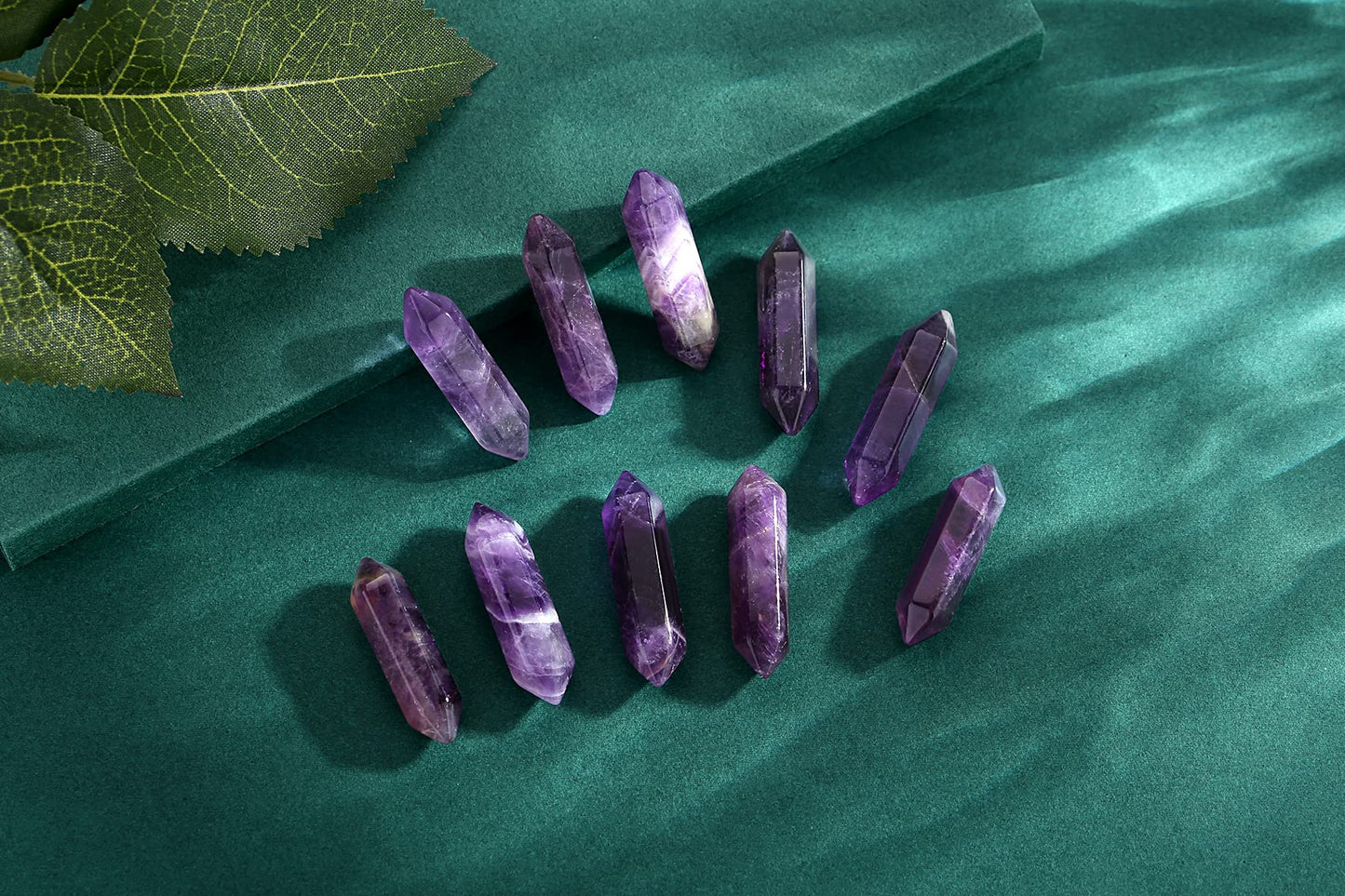 10 PCS Amethyst Crystals Set Wands Polished Healing Crystal Stones Bulk Natural Hexagonal Pointed Reiki Energy Balancing Meditation Therapy Wand Gift Stocking Stuffers for Women
