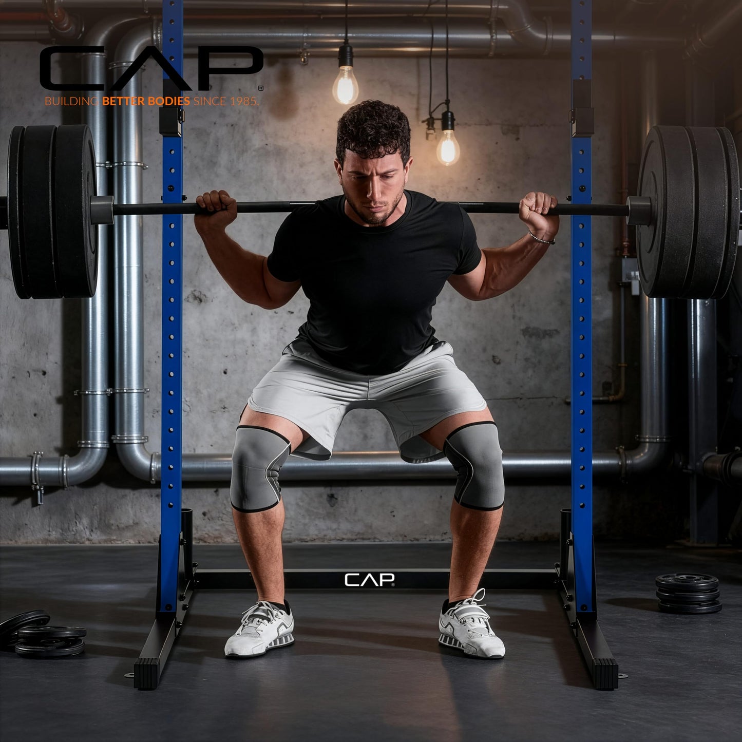 CAP Barbell Power Rack with Pull Up Bar & Attachments - Squat Rack & Strength Training Power Cage for Home Gym - Orange