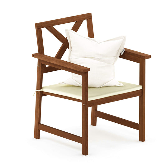 Furinno FG18112C Tioman Hardwood X Back Arm Chair in Teak Oil with Cushion, Natural