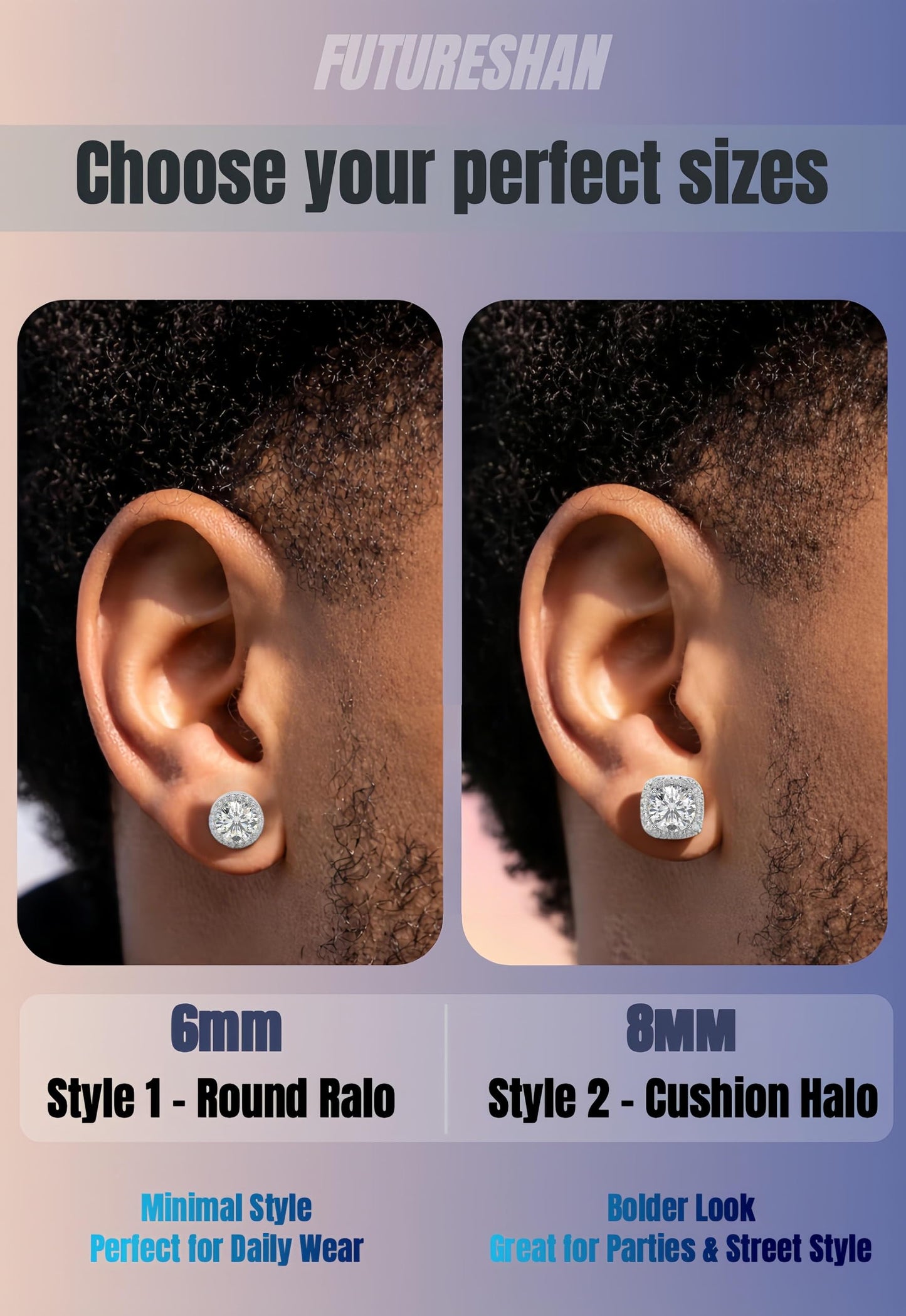2 Pairs Magnetic Earrings for Men Clip On Fake Earrings Non Pierced, Stainless Steel Magnet Nose Stud Piercings for Women, 6MM, Silver Color