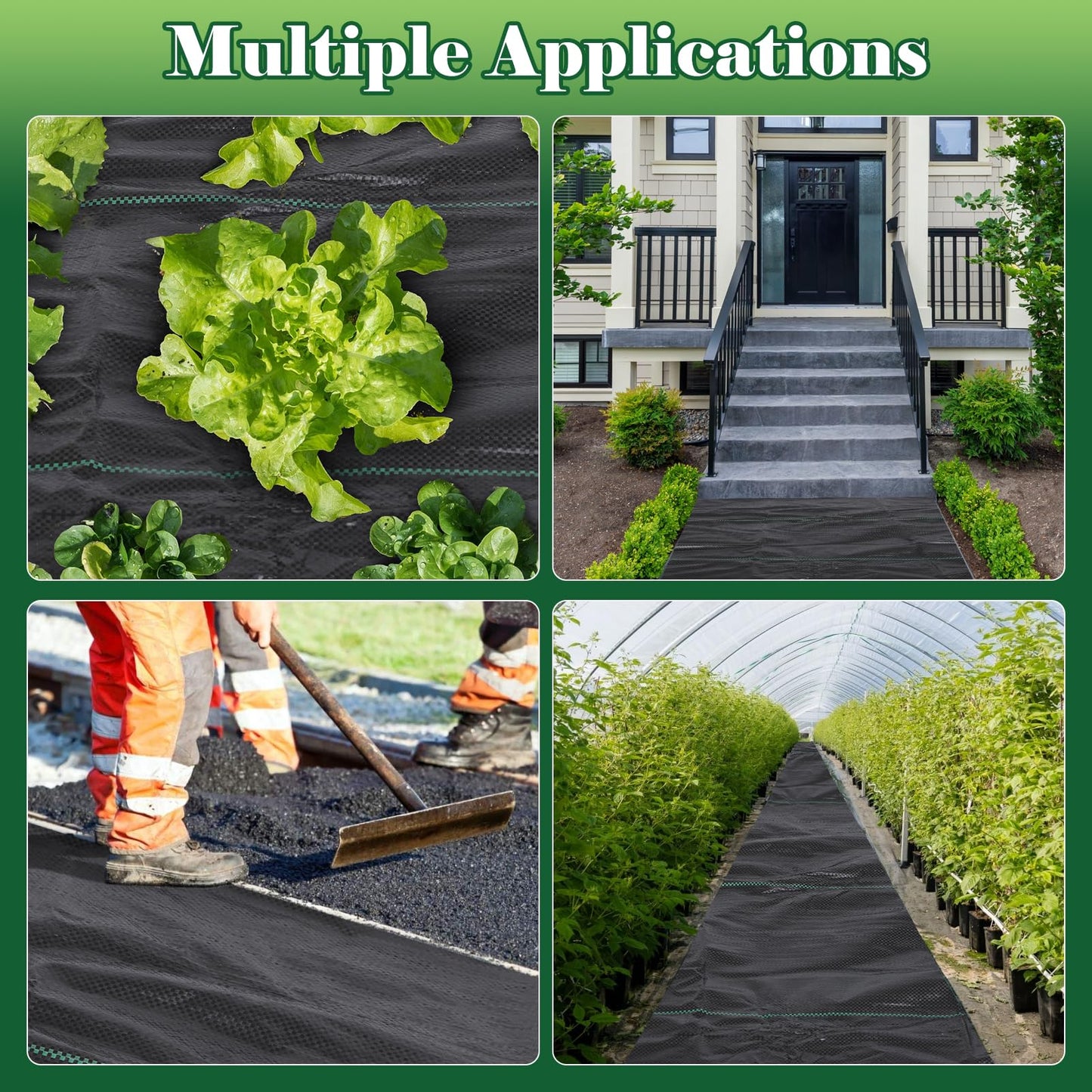 FEED GARDEN 4FT x 100FT Landscape Fabric Weed Barrier Fabric, Heavy Duty 3.2oz Ground Cover Geotextile Fabric for Gardening, with 30 U-Shaped Stakes (2 Pack 4x50FT)