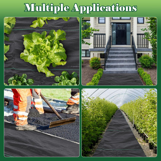 FEED GARDEN 4FT x 300FT Landscape Fabric Weed Barrier Fabric, Heavy Duty 3.2oz Weed Control Mat, Weed Blocker Ground Cover Geotextile Fabric for Gardening, with 20 U-Shaped Stakes
