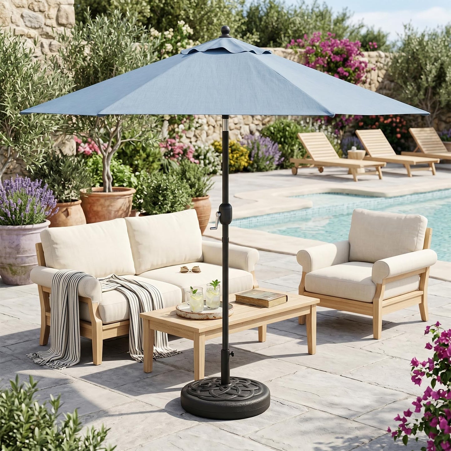 T&Jero Round Heavy Duty Plastic Patio Umbrella Base Stand Weight for Outdoor, 112 lb with Water and Sand Filled, Black