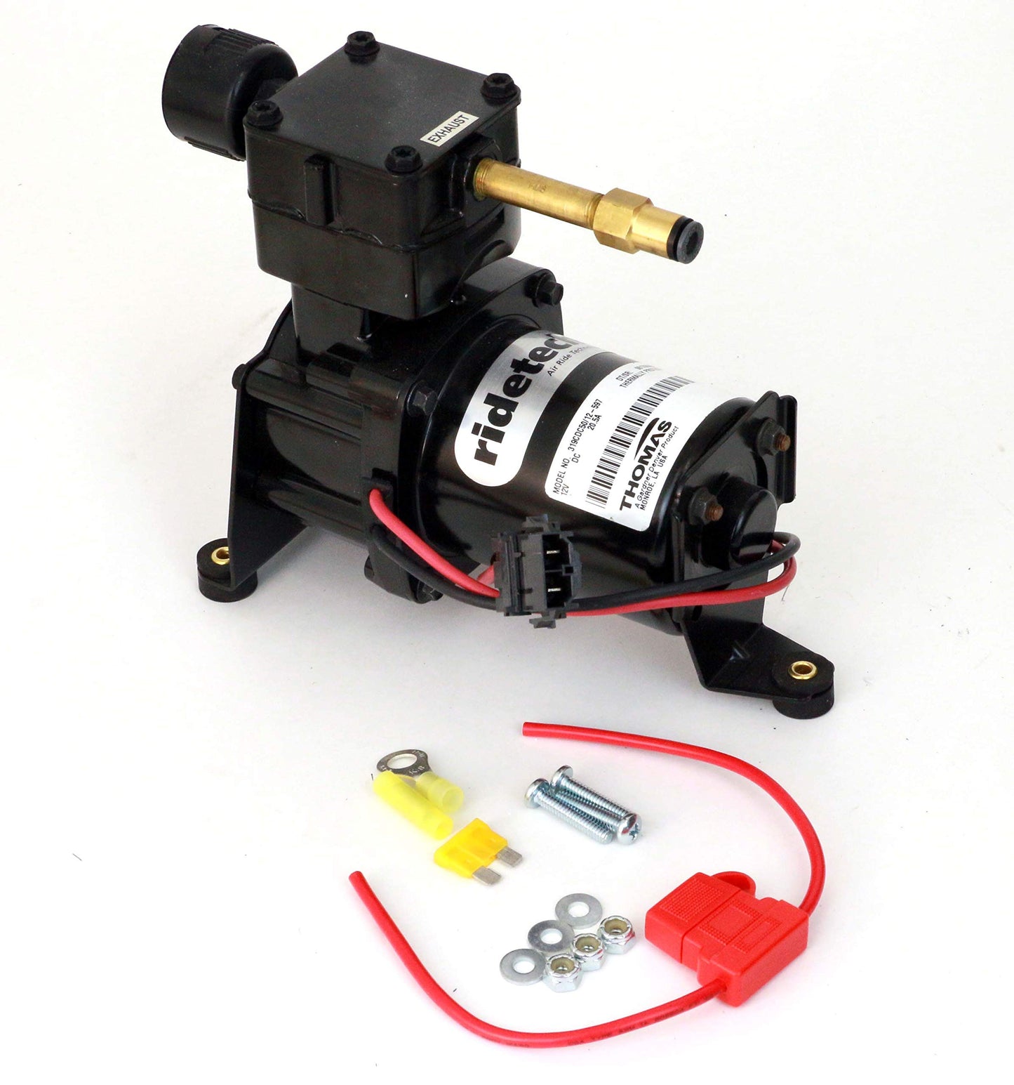 Ridetech 31920002 Thomas Oilless 150 PSI 12v Universal Air Compressor Kit - Car & Truck Air Spring/Air Ride Suspension - 319CDC50/12 Model, High-Efficiency & Heavy-Duty, Quiet/Low Noise Vibration