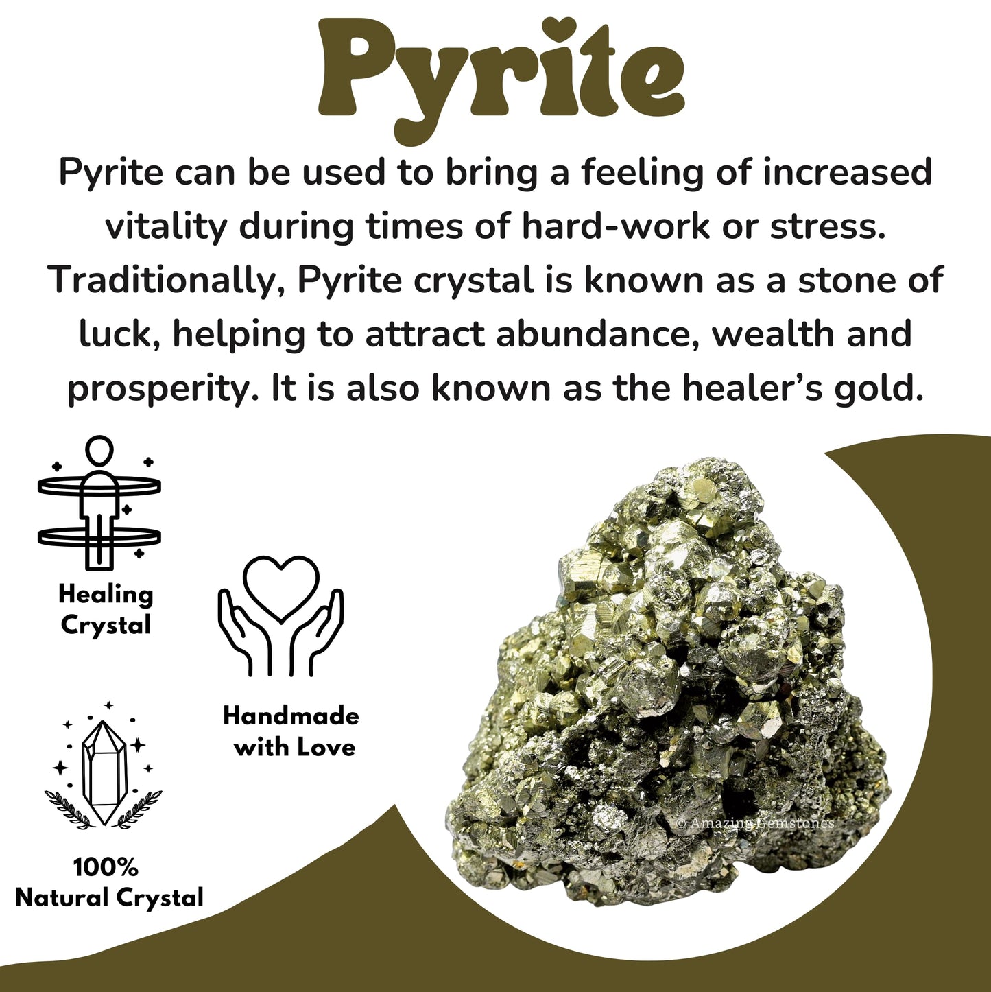 Amazing Gemstone Pyrite Raw Crystals and Healing Stones, Natural Rocks For Tumbling - DIY Raw Stones And Crystals (1 Piece)