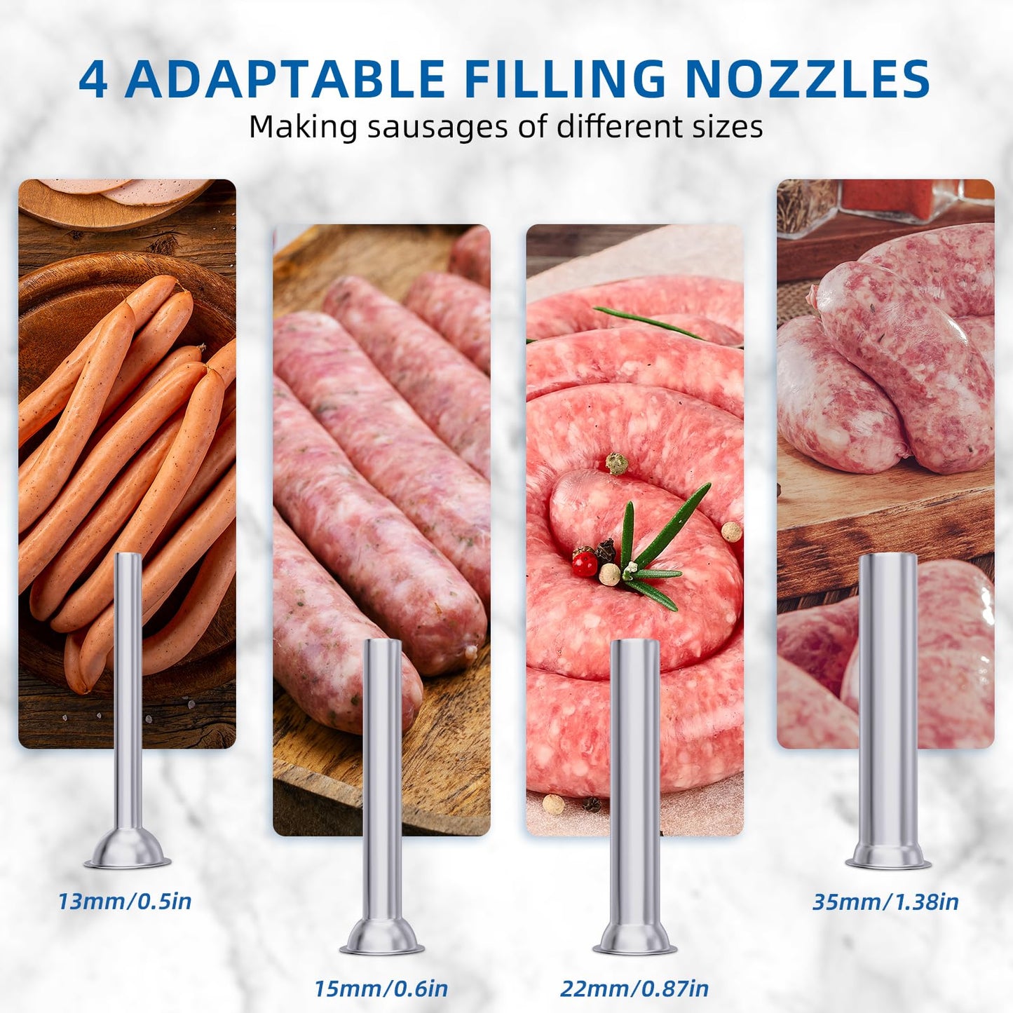 BLEOU Manual Sausage Stuffer 5L/11 LBS, Vertical Stainless Steel Sausage Maker with 4 Stuffing Tubes, Heavy Duty Meat Filling Machine for Home or Commercial Use