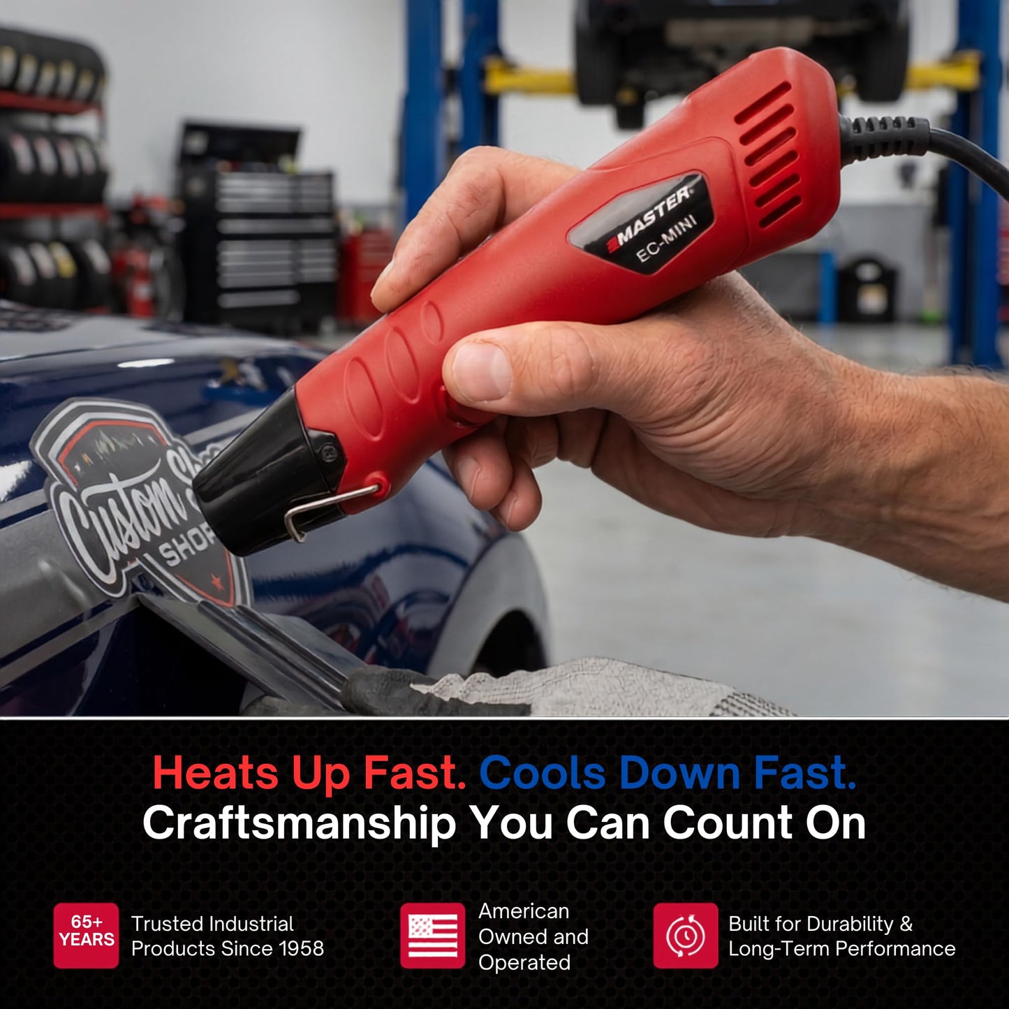 Master Appliance EC-MINI Heat Gun for Crafts, Shrink Wrap, Heat Shrink Tubing, Wire Connectors, Electrical Connectors, Epoxy Resin, Candle Making Heatgun, Embossing Hot Air Gun w/Heat Shrink Reflector