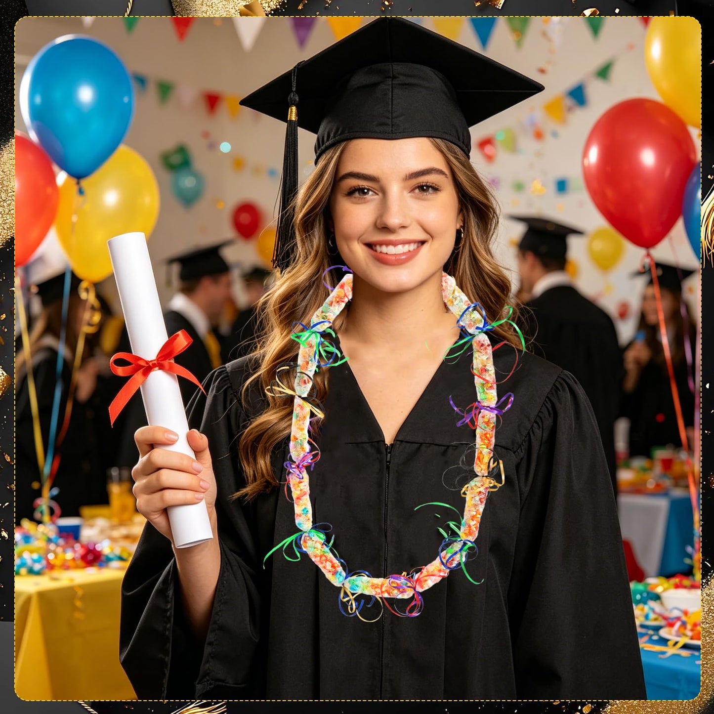 2026 Graduation Candy Lei Tubing Making Kit 2" x 984ft Plastic Lei Bags for Party Poly Tubing 6 Rolls Ribbon Graduation Bags for DIY Party Packing Wreaths Packing Snacks