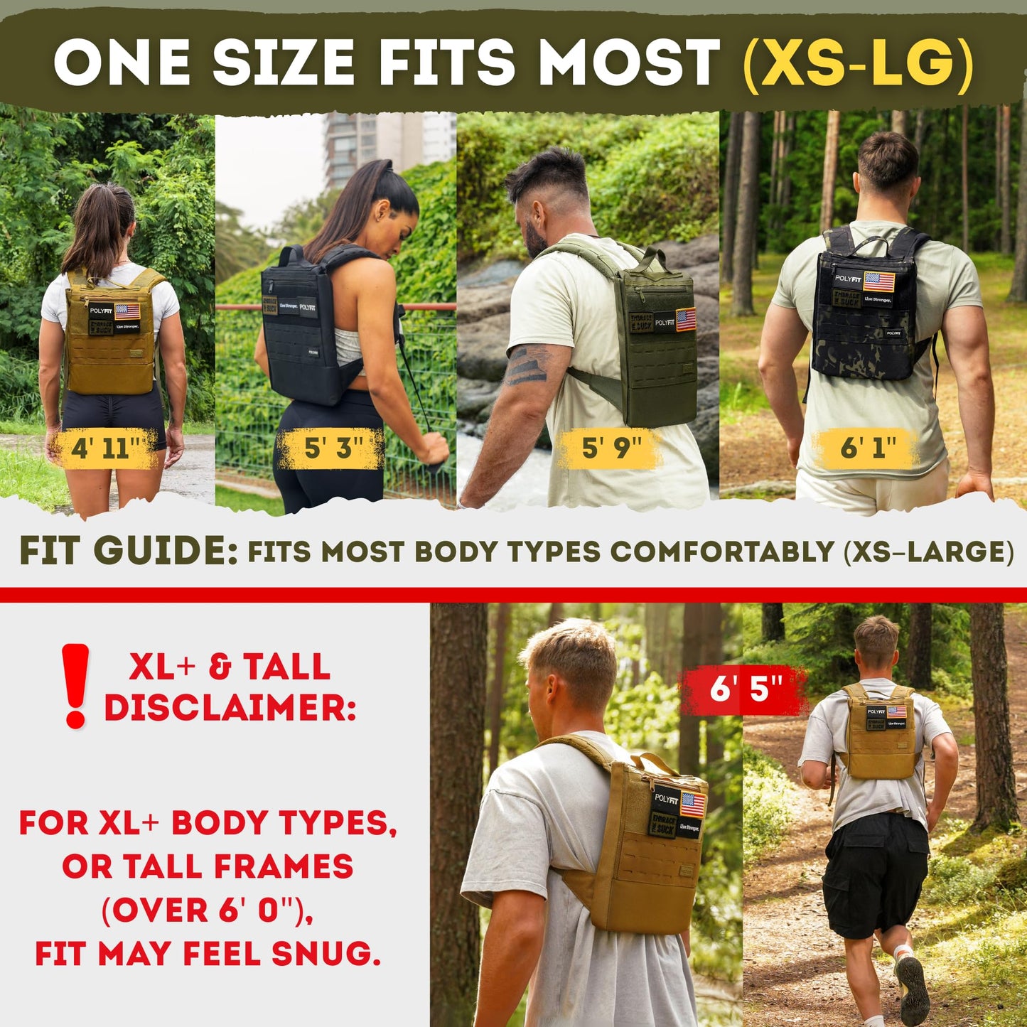 Polyfit Rucking Backpack 2.0 - Weighted Ruck Pack for Weight Plates - Patent Pending Side-Loading Rucksack for Walking, Running, Rucking, Strength and Endurance Training - Black Camo