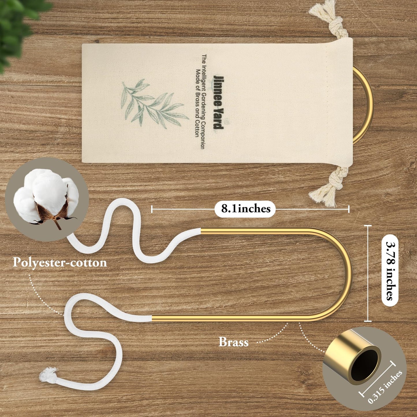 Jinnee Yard，The Intelligent Plant Self-Watering Devices Made of Brass and Cotton，Indoor Plant Watering Devices，Vacation Plant Waterer (Matte Finish)