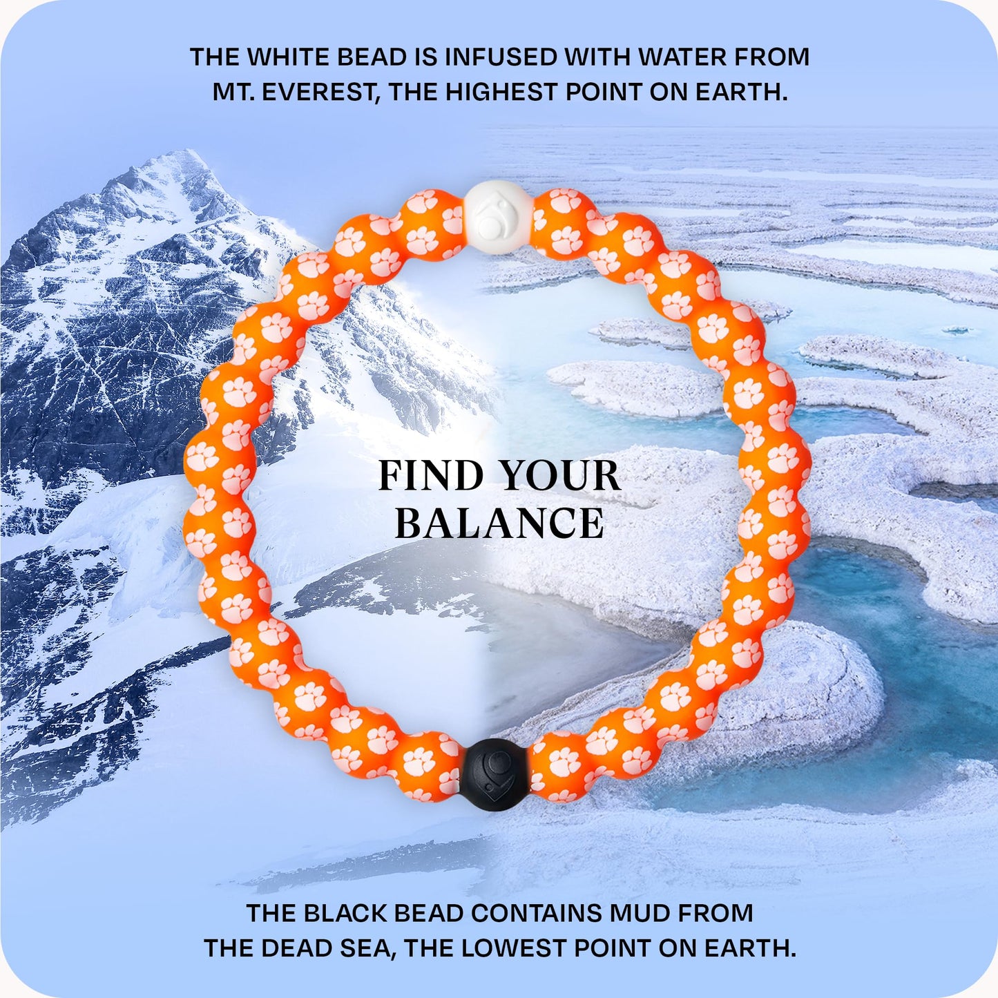 Lokai Collegiate Silicone Beaded Bracelet for Women & Men, Clemson University - Medium, 6.5 Inch Circumference - Silicone Jewelry Fashion Bracelet Slides-On for Comfortable Fit
