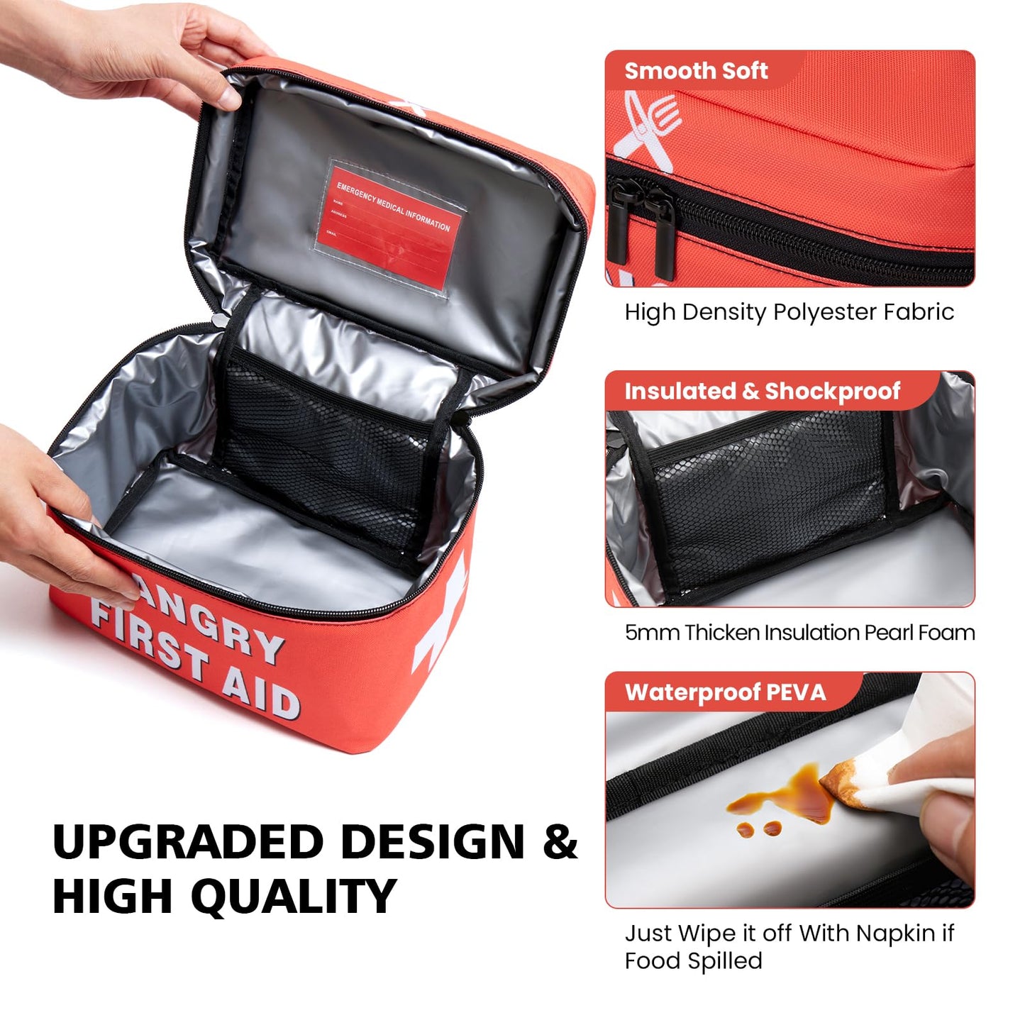 WOEMOZAP Funny Hangry Lunch Bag – First Aid Emergency Snack Kit Insulated Lunch Box for Adults & Kids, Novelty Lunchbox with Detachable Handle Gag Gift for Nurses, Men & Women