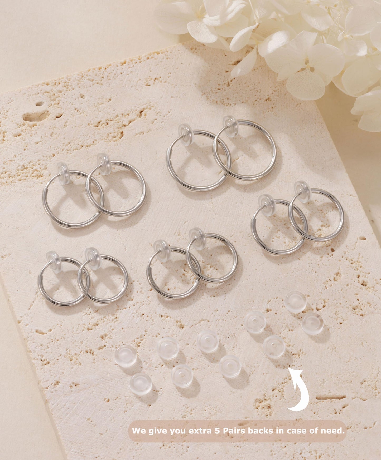 PLOMFOV Clip On Hoop Earrings for Women Small Silver Plated Clip On Earrings Women Fake Hoop Earrings Non Pierced Earrings 14mm-18mm
