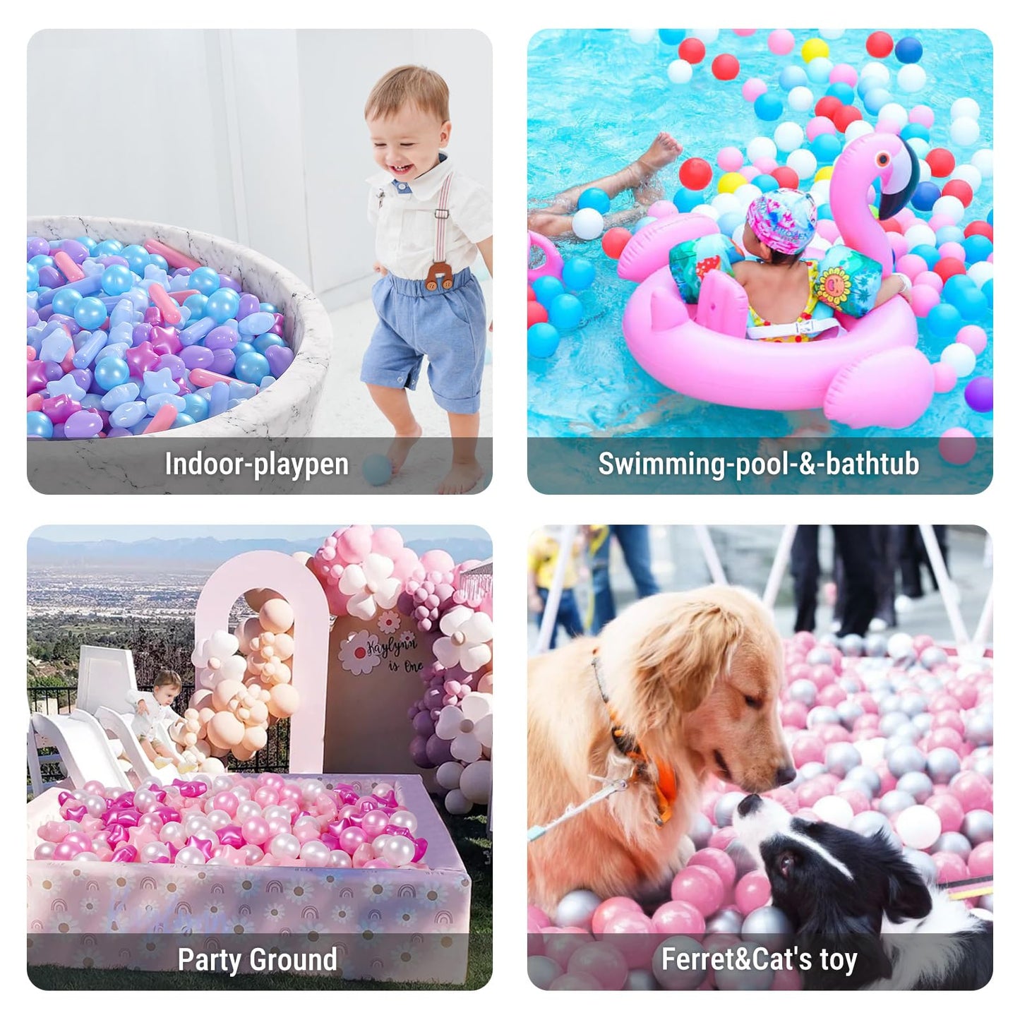 STARBOLO Ball Pit Balls - Pack of 500pcs Crush Proof Plastic Children's Toy Balls Mermaid Ocean Balls for Birthday Party Christmas Water Toy Indoor Outdoor,4 Shapes.