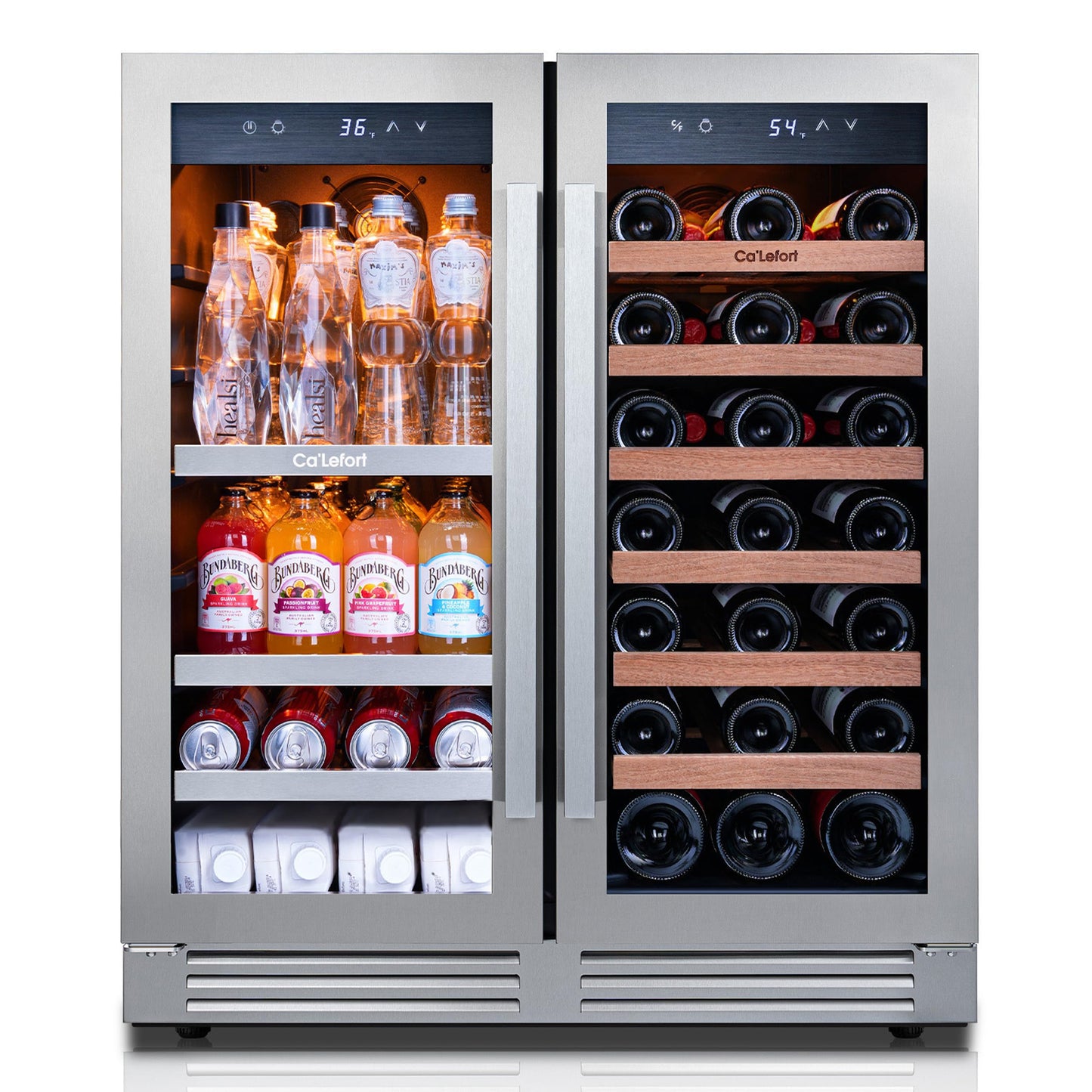 Ca'Lefort 30 Inch Wine and Beverage Refrigerator, 80 Can and 33 Bottle Wine Fridge Dual Zone 36-72°F, 3 LED Beverage Fridge Built in or Freestanding, Perfect for Home/Kitchen(6.00 cu.ft)