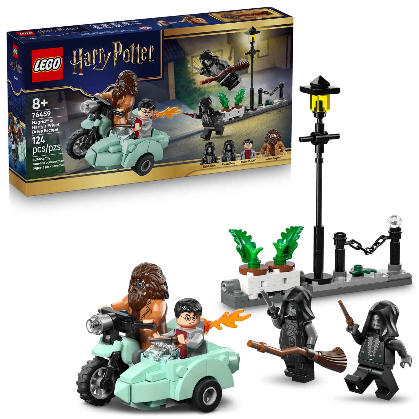 LEGO Harry Potter Hagrid & Harry’s Privet Drive Escape Building Toy for Boys & Girls - Pretend Play Set for Kids, Ages 8+ - W/Mini Hagrid's Motorcycle & 4 Minifigures - Gift for Birthdays - 76459