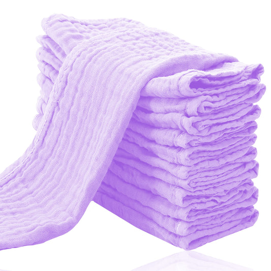 Cute Castle 12 Pack Muslin Burp Cloths for Baby - Ultra-Soft 100% Cotton Baby Washcloths - Large 20'' by 10'' Super Absorbent Milk Spit Up Rags - Burpy Cloths for Unisex, Boy, Girl - Multicolor