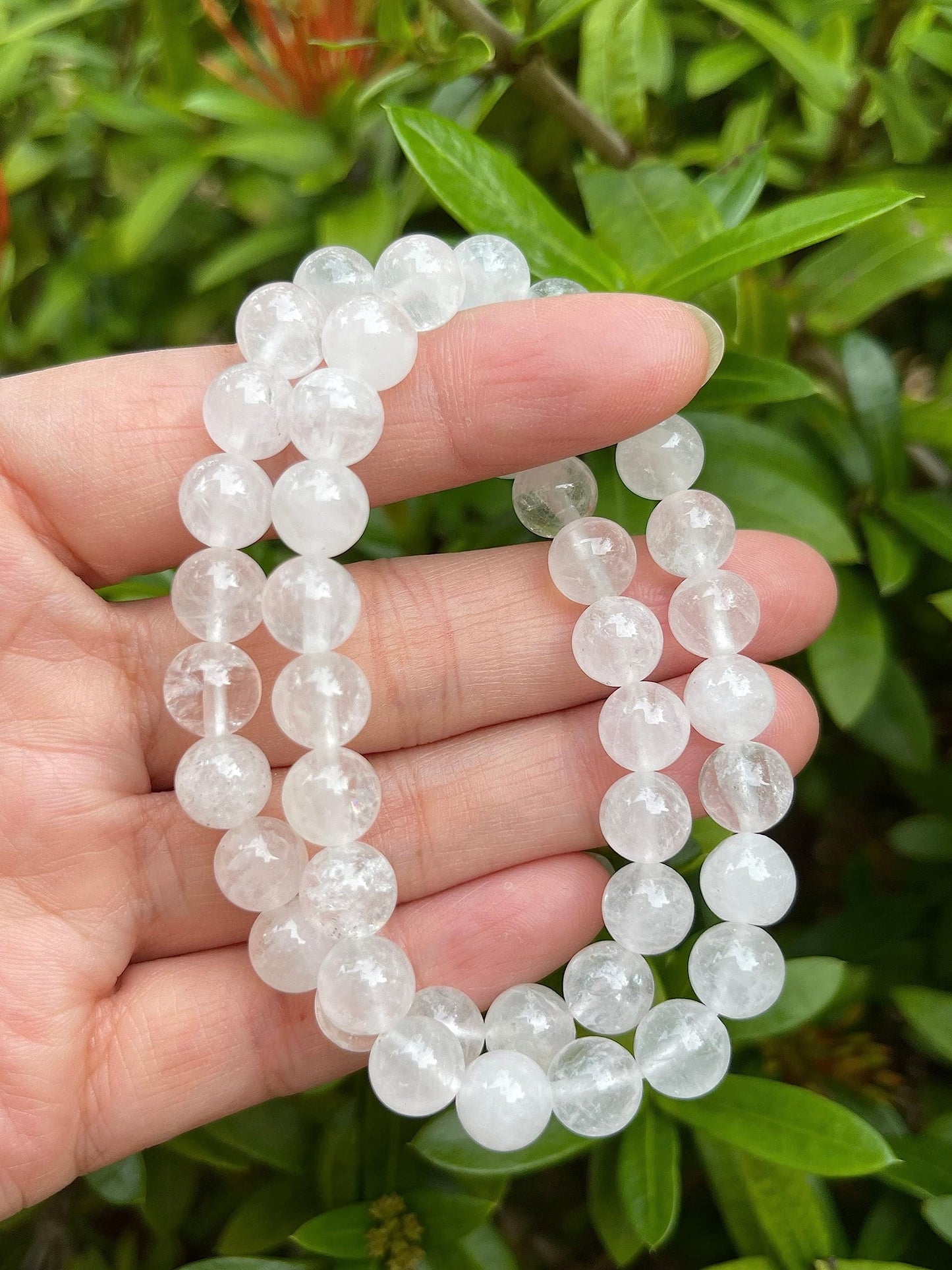 GAF TREASURES Clear Quartz Crystal Bead Bracelet 8mm, Genuine Clear Quartz Stretch Gemstone Bracelet, Healing Crystal Bracelet, Gift for Men & Women (1)