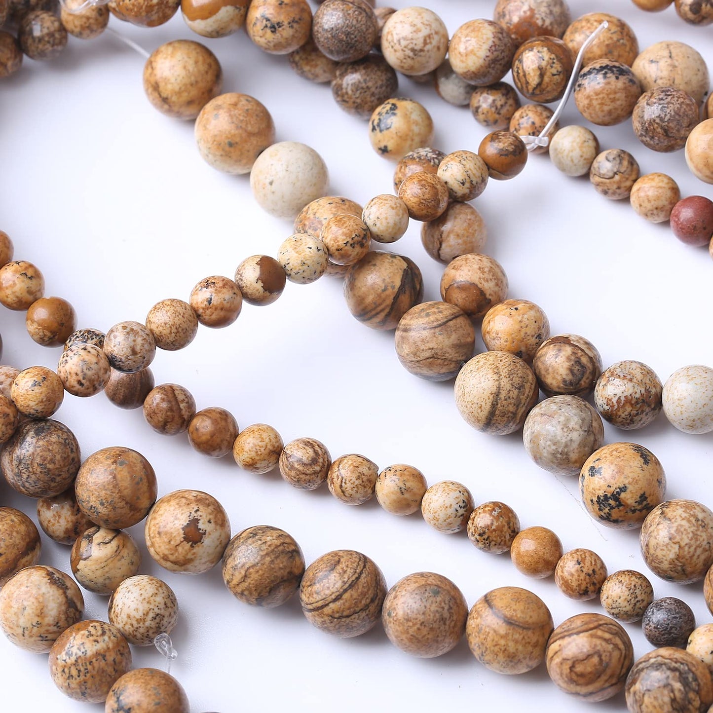 36PCS 10MM Pictures Jaspers Stone Beads Energy Healing Beads for DIY Jewelry Bracelet Necklace Making for Jewelry Making 15" (Pictures Jaspers, 6MM)