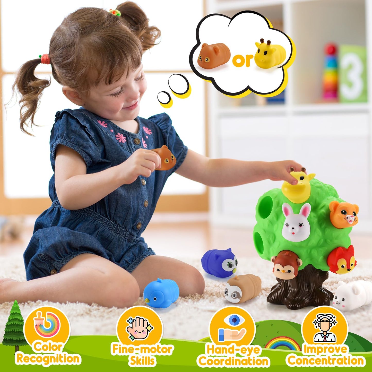 SnapGlowz Gifts for 1-5 Year Old Boys, Toddler Toys Farm Animal Learning Toy for Toddlers 1-6 Forest Animal Playset Montessori Toys for 2-6 Girls Sensory Easter Birthday Gifts for Boys