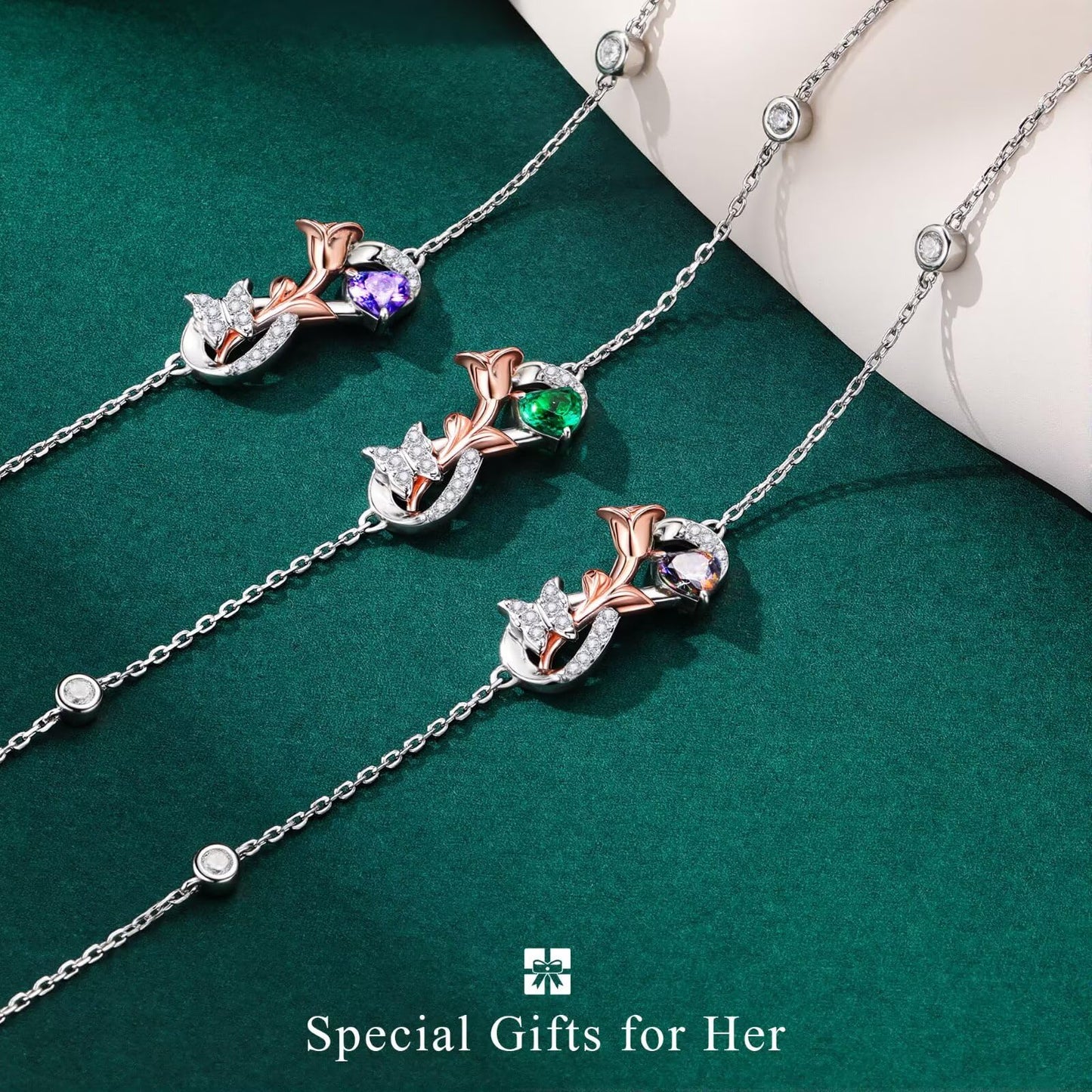 Iefil Valentines Day Gifts - 925 Sterling Silver Butterfly Charm Bracelet, Birthday Jewelry Gifts for Wife Girlfriend Mom | February Simulated Amethyst Bracelet