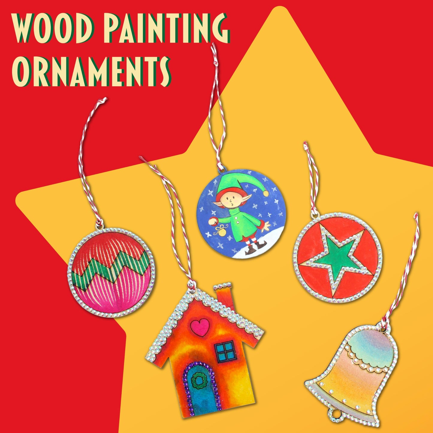Butterfly EduFields Santa’s Craft Christmas Activity Kit | Holiday Arts & Crafts Set for Kids Ages 4 5 6 7 8 | Make 20+Ornaments with Wood Painting, Bead Crafts & Gem Art | Christmas Decoration Kit