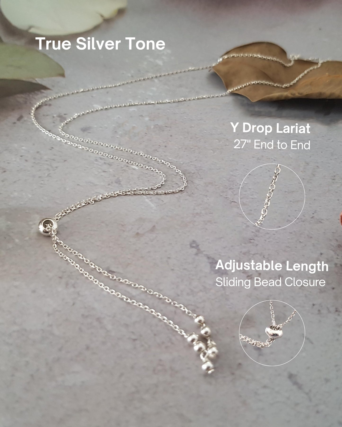 Annika Bella Silver Lariat Necklace, Silver Necklaces for Women, Drop Y Design, Feminine Jewelry, Evening Wear Jewelry, Gift for Her, Wedding Accessories
