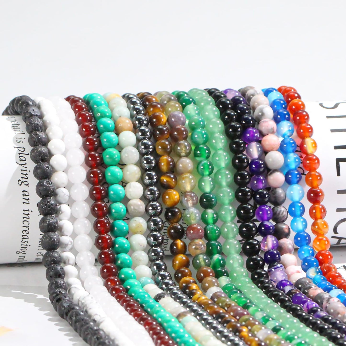 6mm Natural Gemstone Round Hematite Loose Beads for Jewelry Making Bracelets Necklace Earrings Art Craft (60-62pcs/strand)