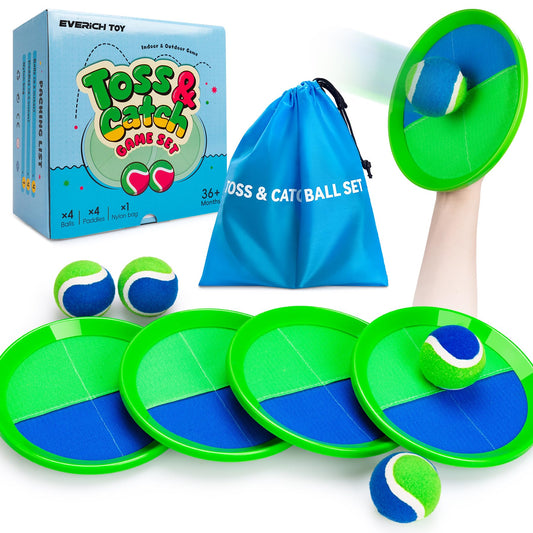 EVERICH TOY Toss and Catch Ball Game Set, Sticky Ball Paddle Catch Game for Kids, Summer Outdoor Backyard Beach Pool Yard Toy Gift for Boys Girls Ages 3-12