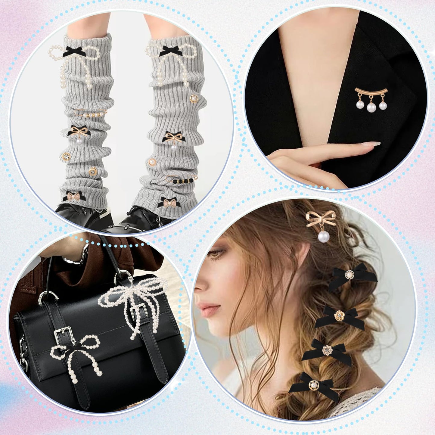 HUAAPLEVLA 44 Pcs Bling Shoe Charms for Sneakers Junk Socks Charms Kit Gold Brooches and Pins for Women Shoelace Charm for DIY Shoe Accessories and Personalizing Socks Clothes Hats Bags Decoration
