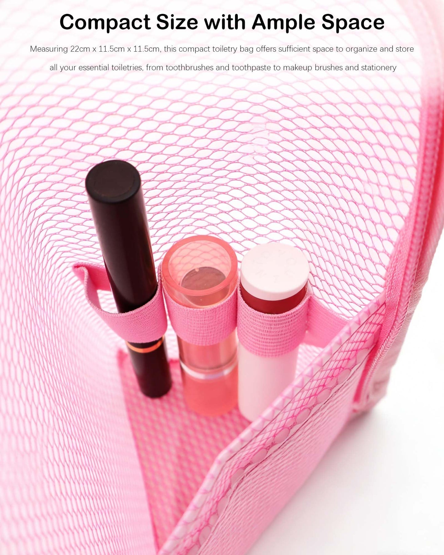 2 Pack EVA Mesh Toiletry Bag - Standing & Foldable Travel Toothbrush Storage, Waterproof and Portable for Camping, Outdoor Activities, Home Storage, Gifts for Women, Men, Travelers (Grey+Pink)