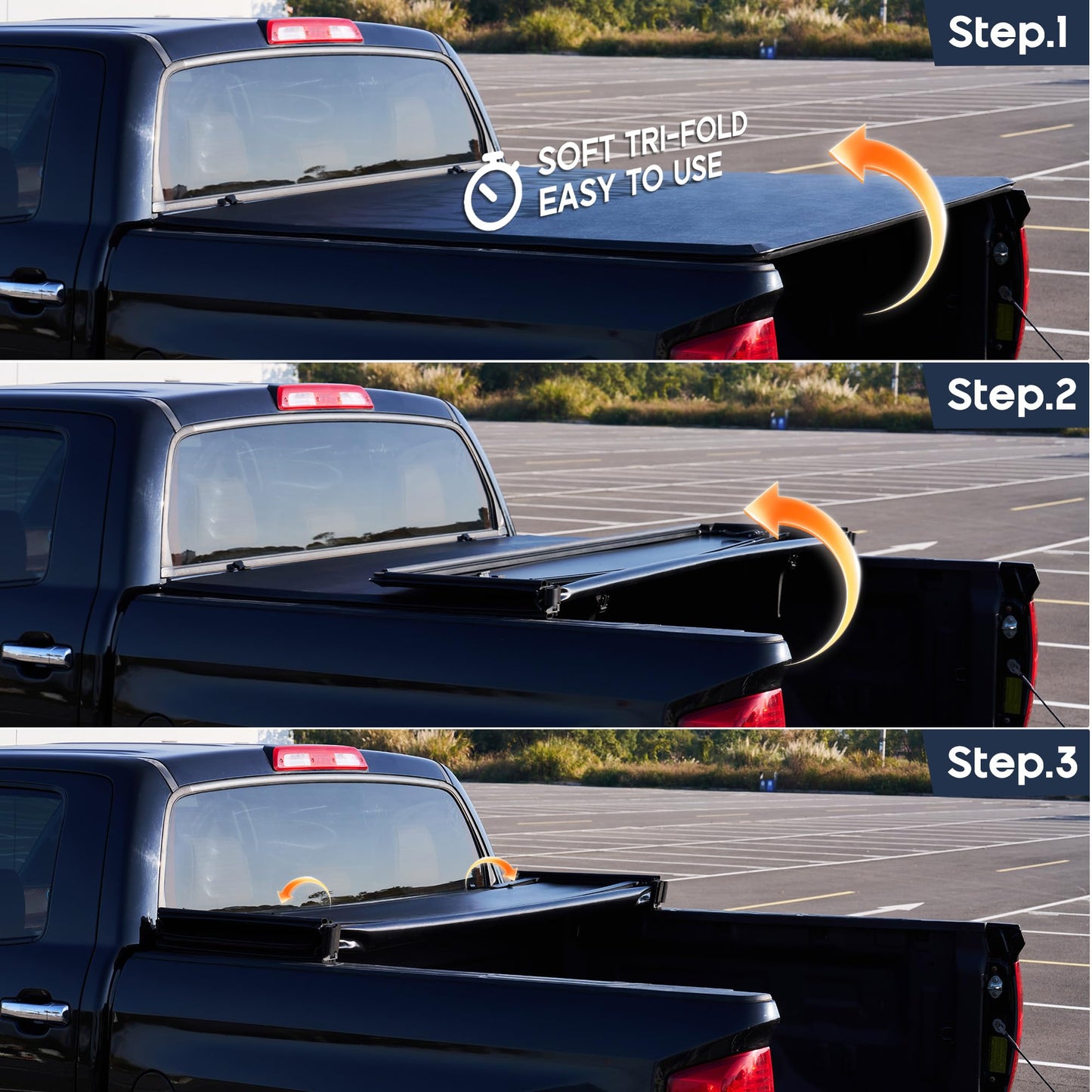 Albott 5 FT Soft Tri-fold Truck Bed Tonneau Cover for 2016-2026 Toyota Tacoma Bed Cover for Trucks (Only Fits Models with Factory Deck Rail System)